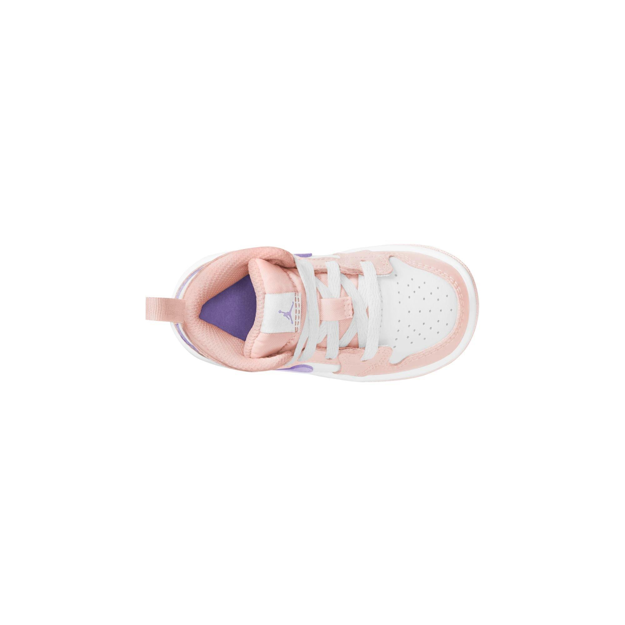 Jordan 1 Mid "Pink Wash/Violet Frost/White" Toddler Girls' Shoe - PINK/PURPLE Thumbnail View 8