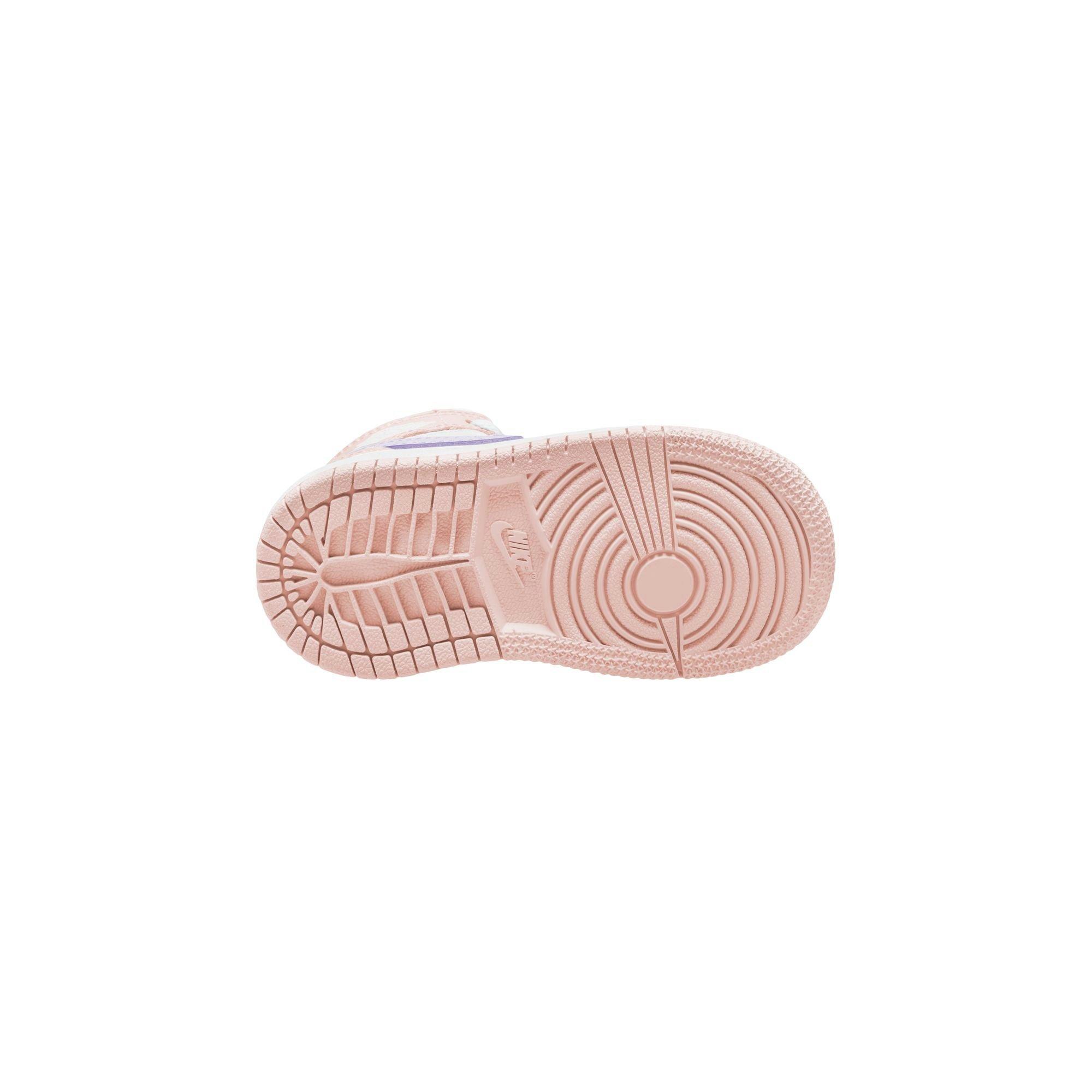 Jordan 1 Mid "Pink Wash/Violet Frost/White" Toddler Girls' Shoe - PINK/PURPLE Thumbnail View 9