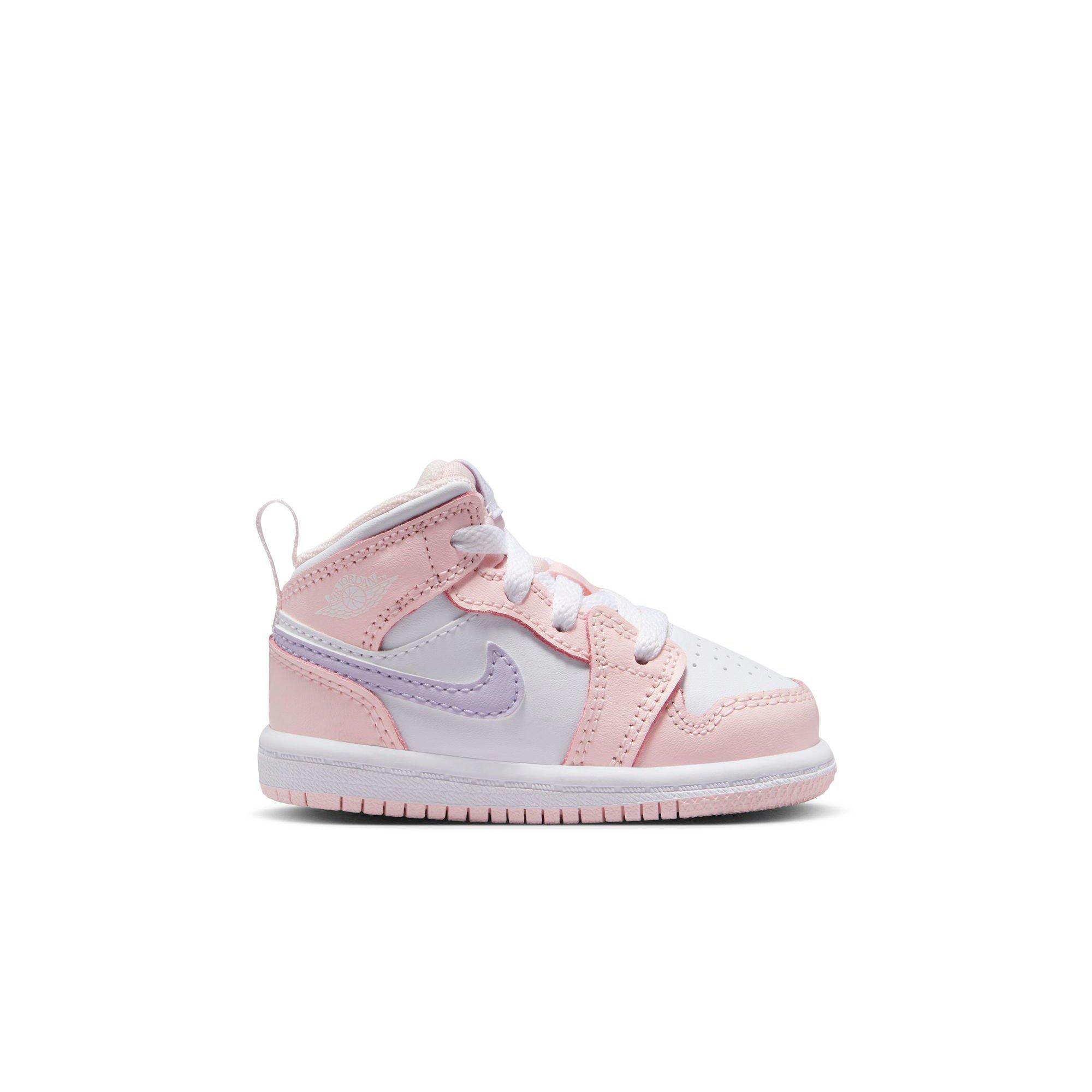 Jordan 1 Mid "Pink Wash/Violet Frost/White" Toddler Girls' Shoe - PINK/PURPLE Thumbnail View 1