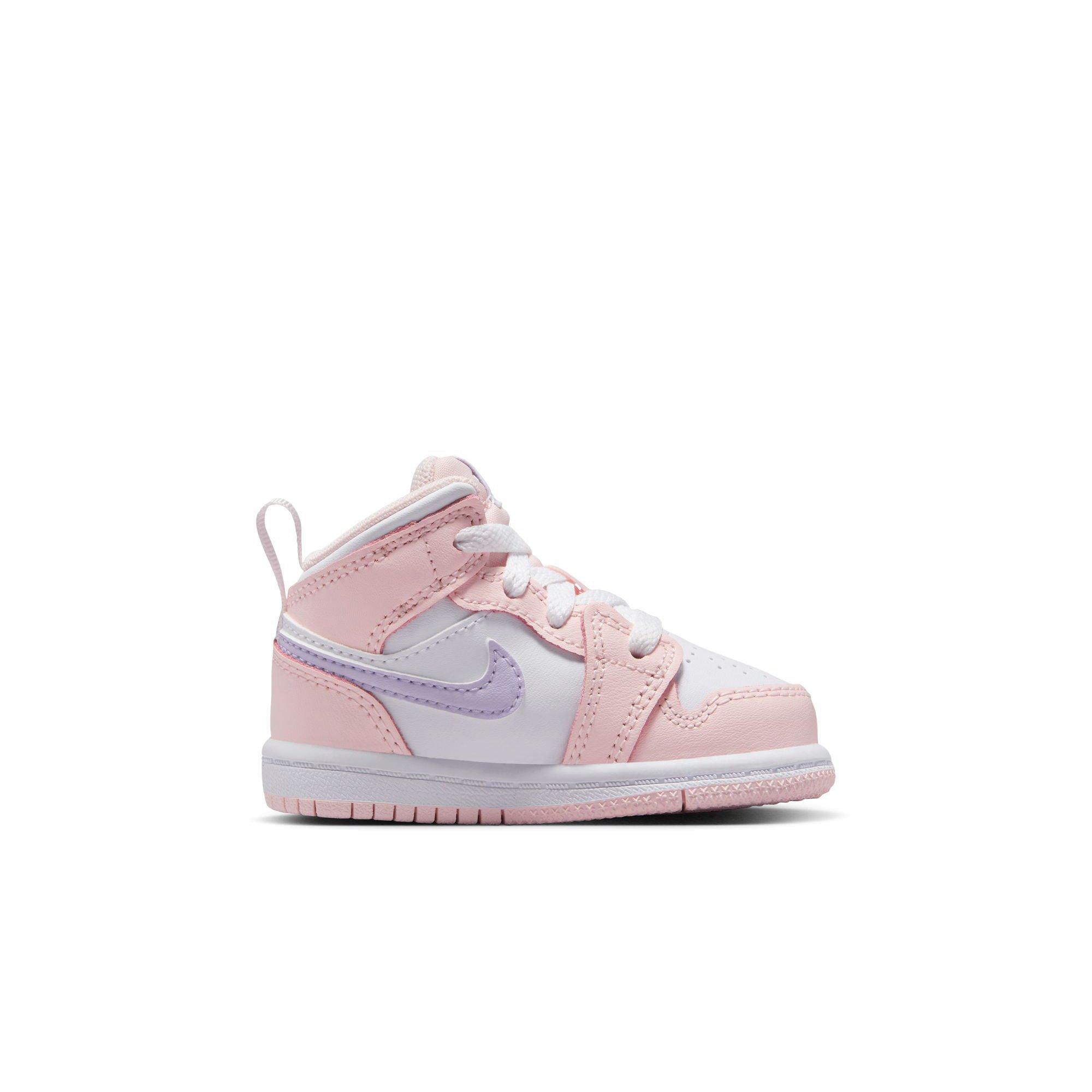 Jordan 1 Mid "Pink Wash/Violet Frost/White" Toddler Girls' Shoe - PINK/PURPLE Thumbnail View 2