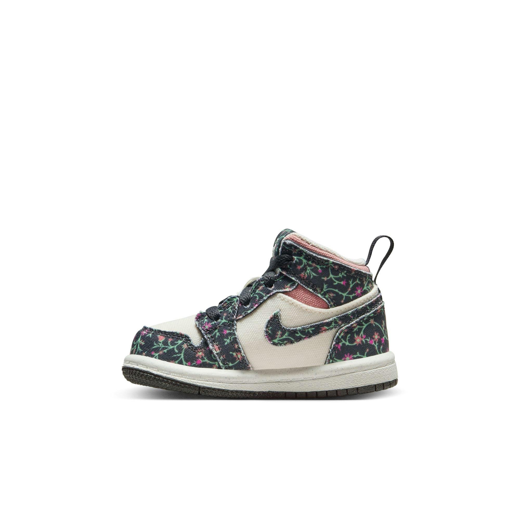Jordan 1 Mid SE Toddler Girls' "Anthracite/Sail/Red Stardust" Shoe