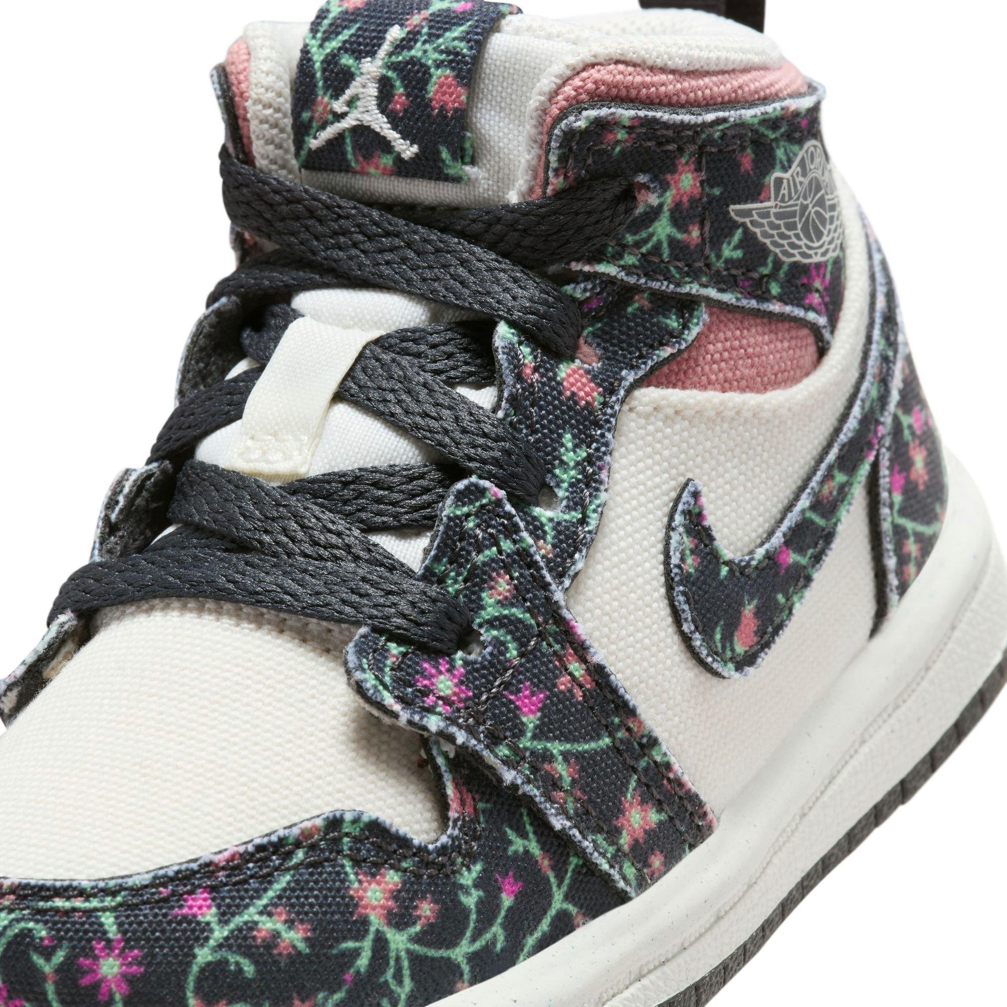 Jordan 1 Mid SE Toddler Girls' "Anthracite/Sail/Red Stardust" Shoe