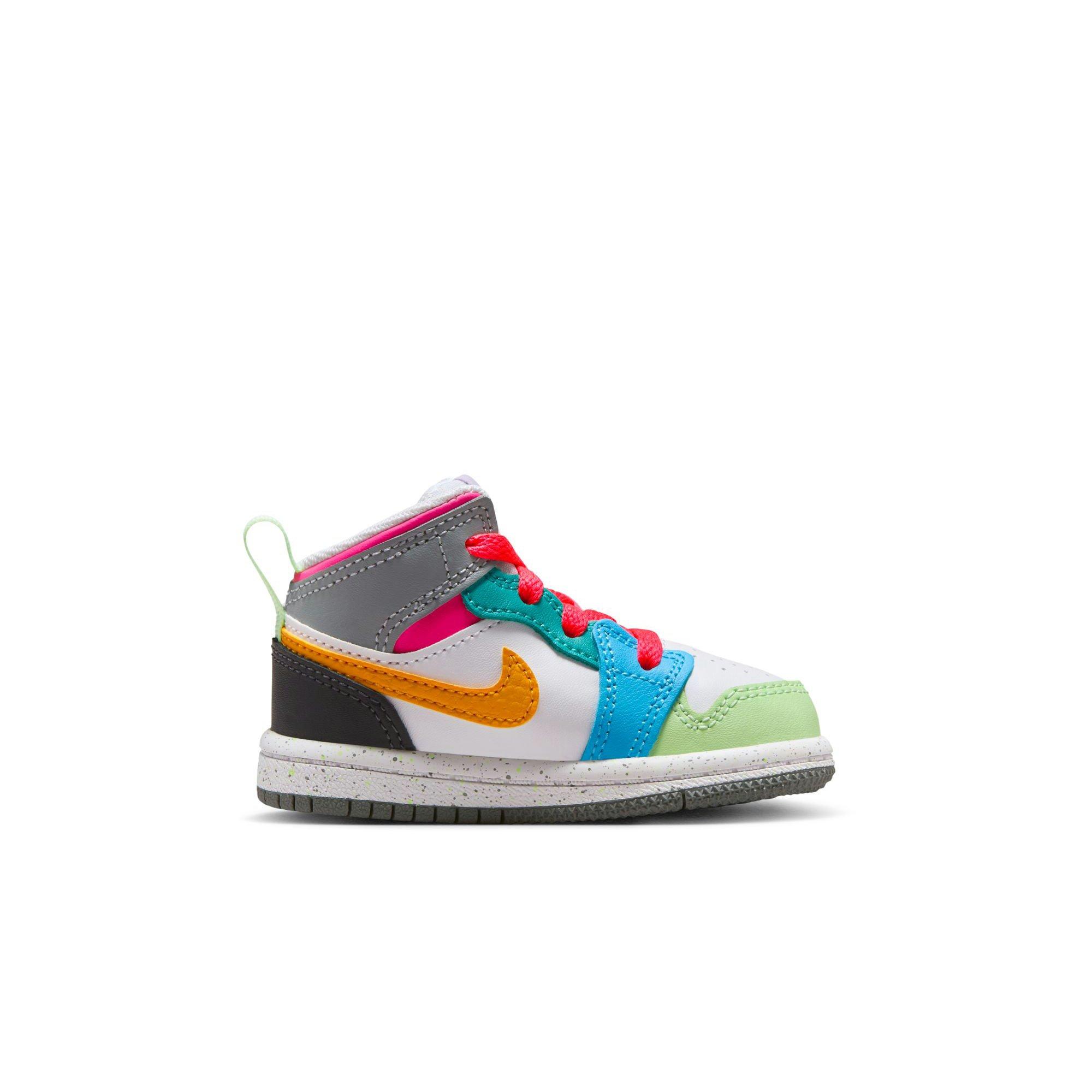 Jordan 1 Mid SE White Taxi Dark Shadow Hyper Pink Toddler Girls Shoe Hibbett