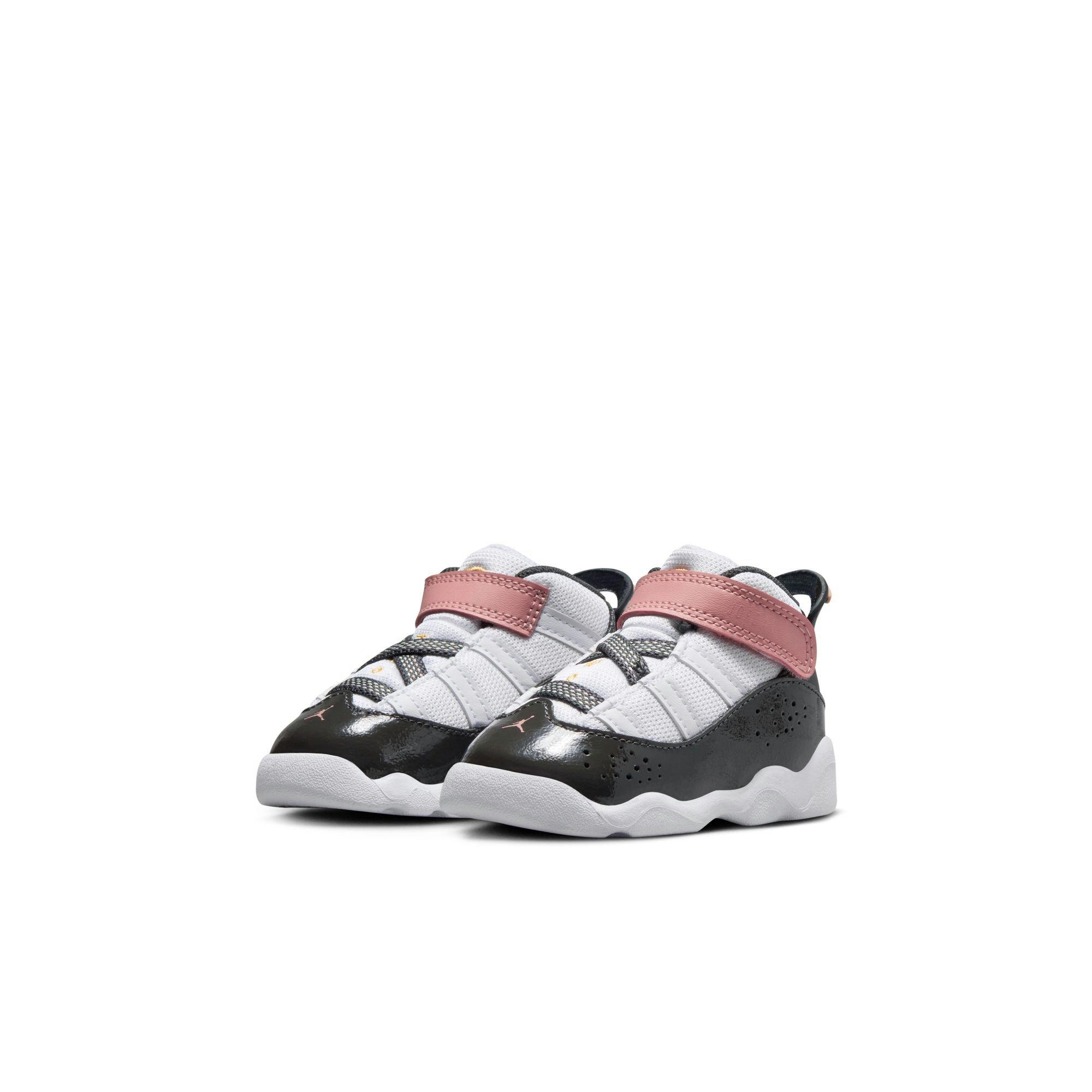 Jordan 6 Rings Toddler Girls' "White/Anthracite/Red Stardust" Shoe