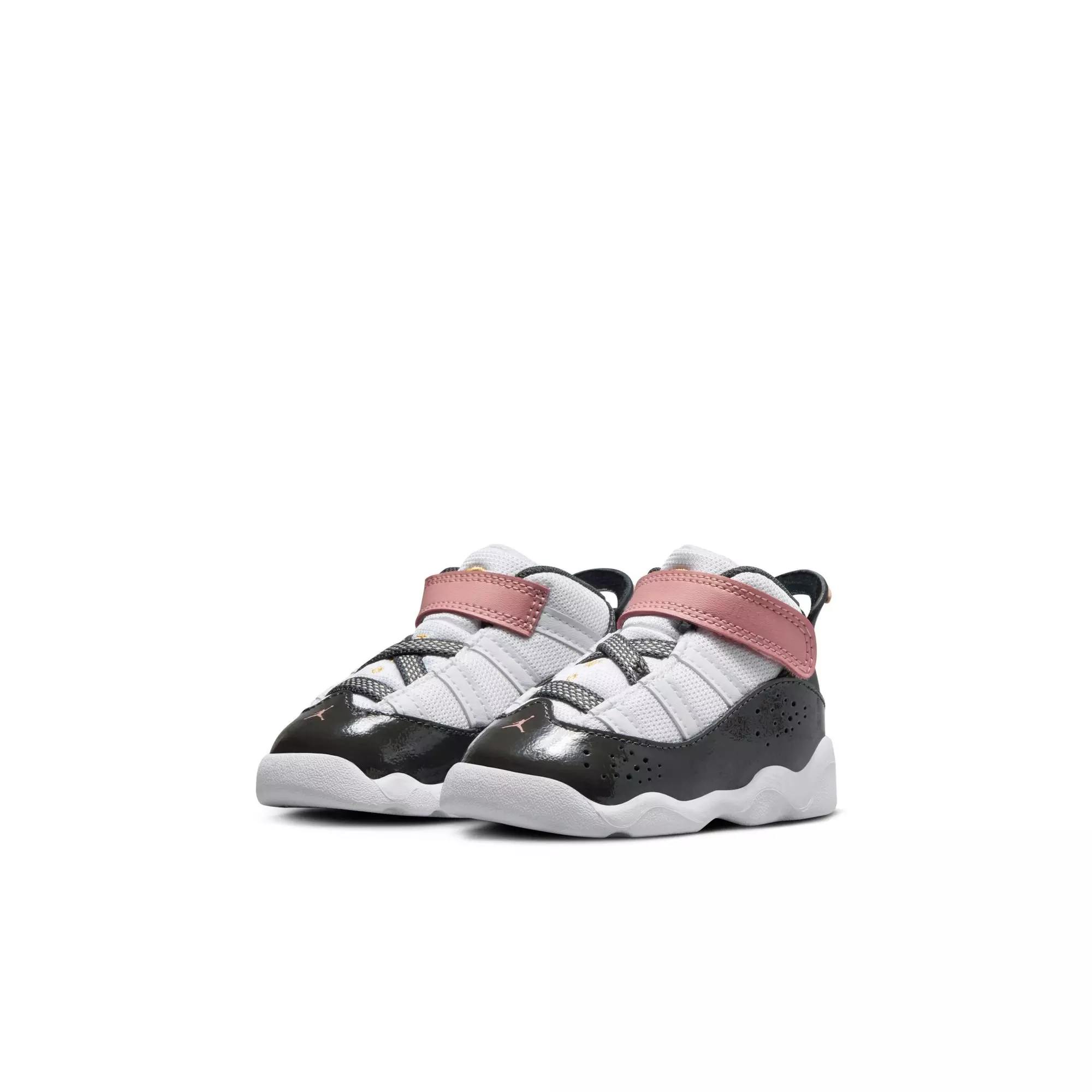 Jordan 6 Rings "White/Anthracite/Red Stardust" Toddler Girls' Shoe - WHITE/RED