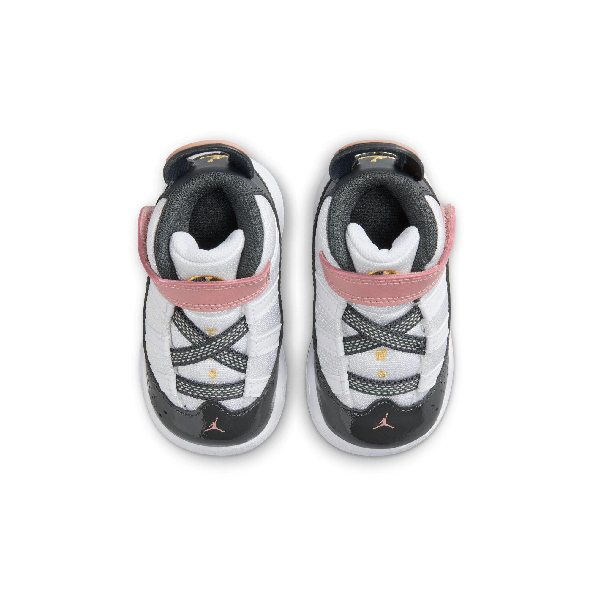 Jordan 6 Rings Toddler Girls' "White/Anthracite/Red Stardust" Shoe