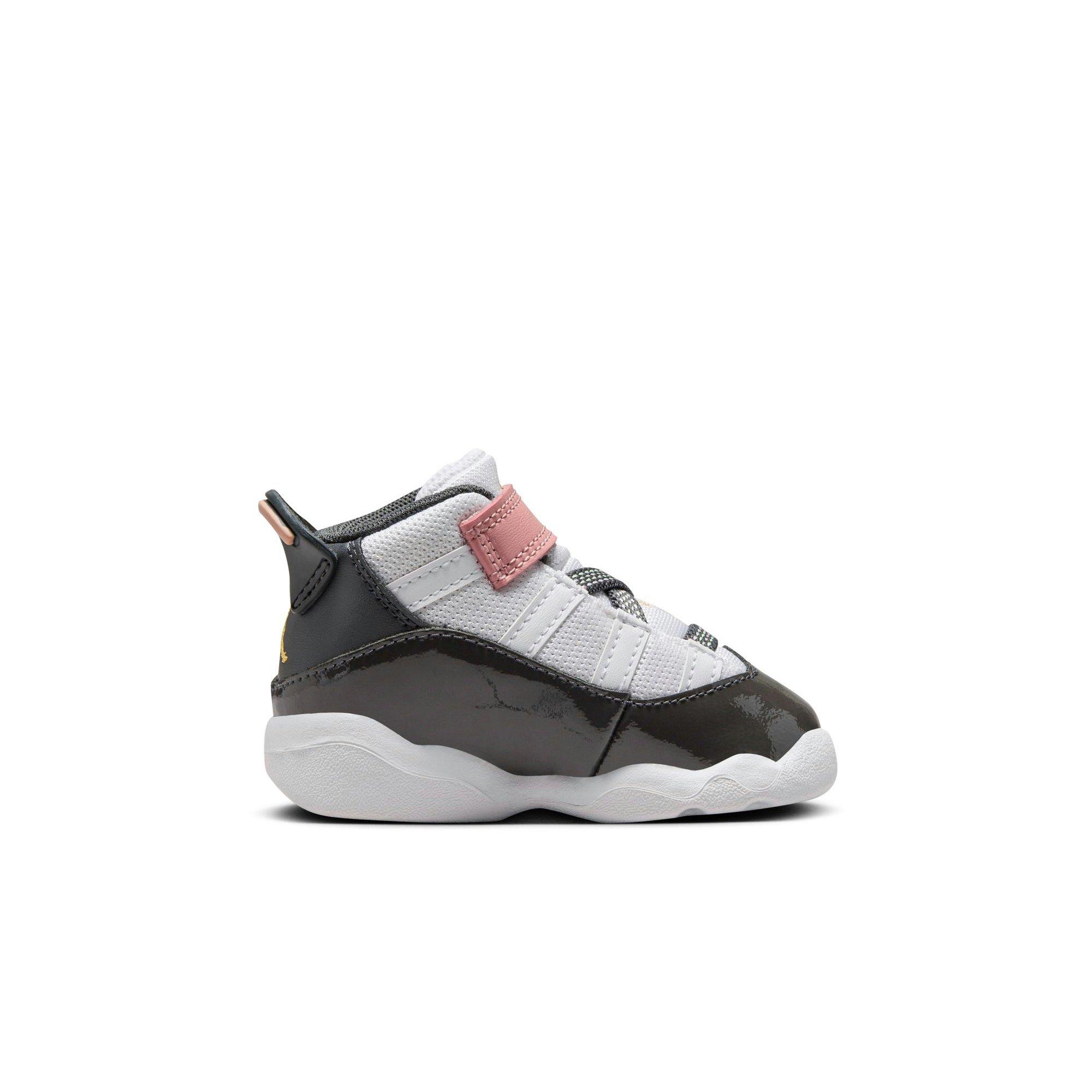 Jordan 6 Rings Toddler Girls' "White/Anthracite/Red Stardust" Shoe