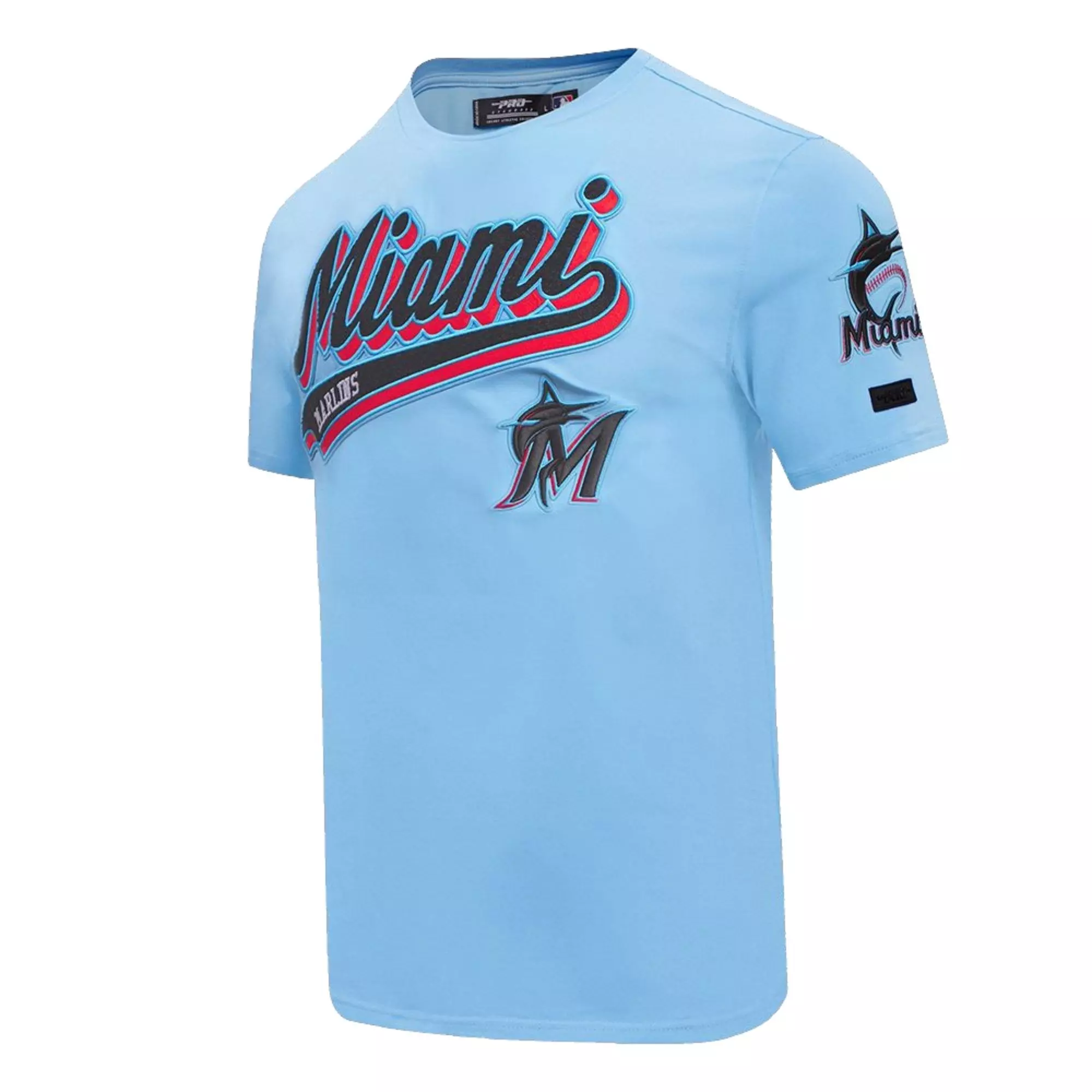 Pro Standard Men's Florida Marlins Script Tail Short Sleeve Top - BLUE