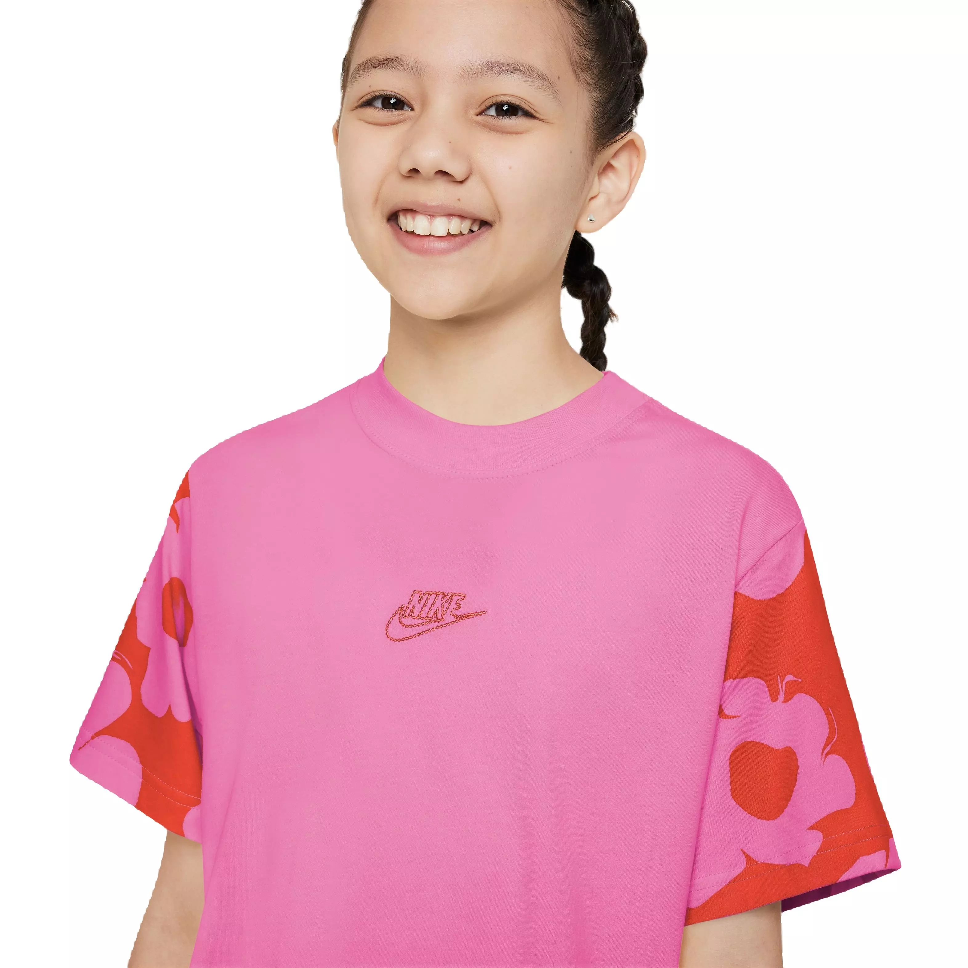 Nike Big Girls' Sportswear Boxy Floral Tee - PINK