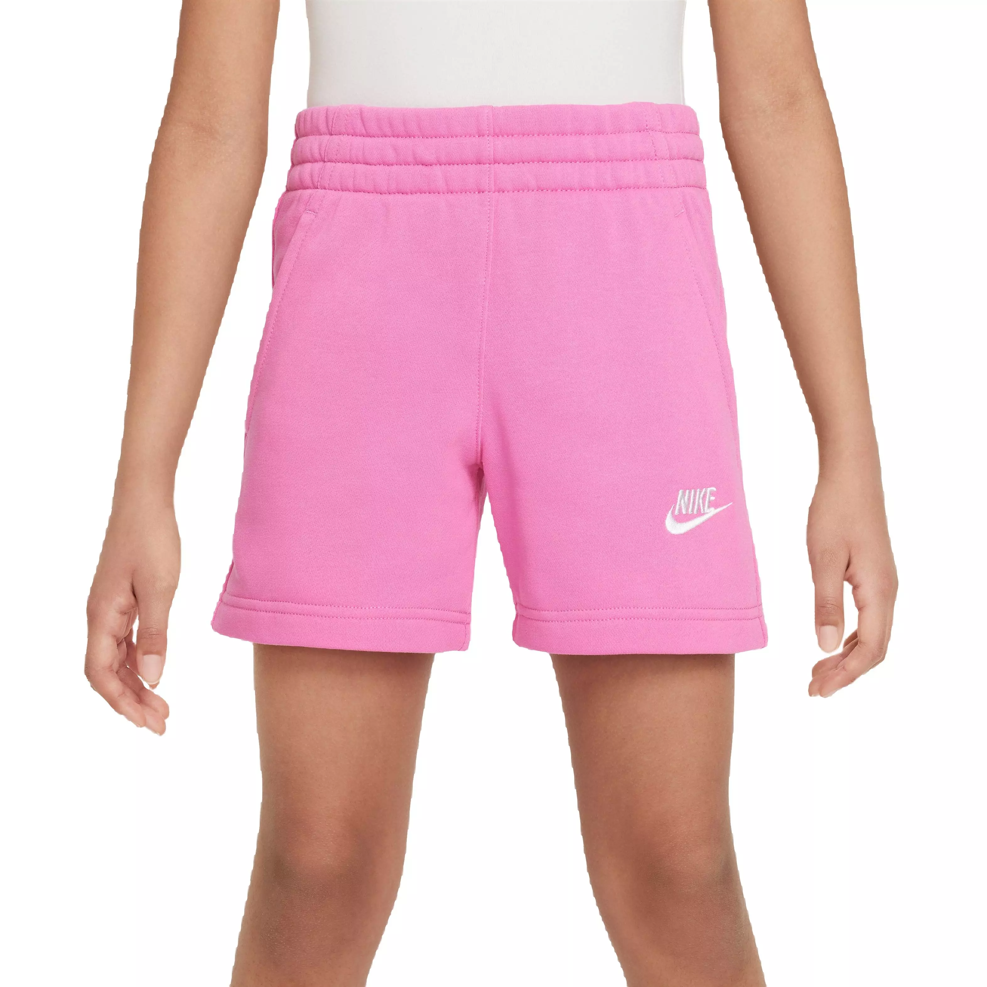 Nike Big Girls' Sportswear Club Fleece 5" French Terry Shorts-Pink - PINK