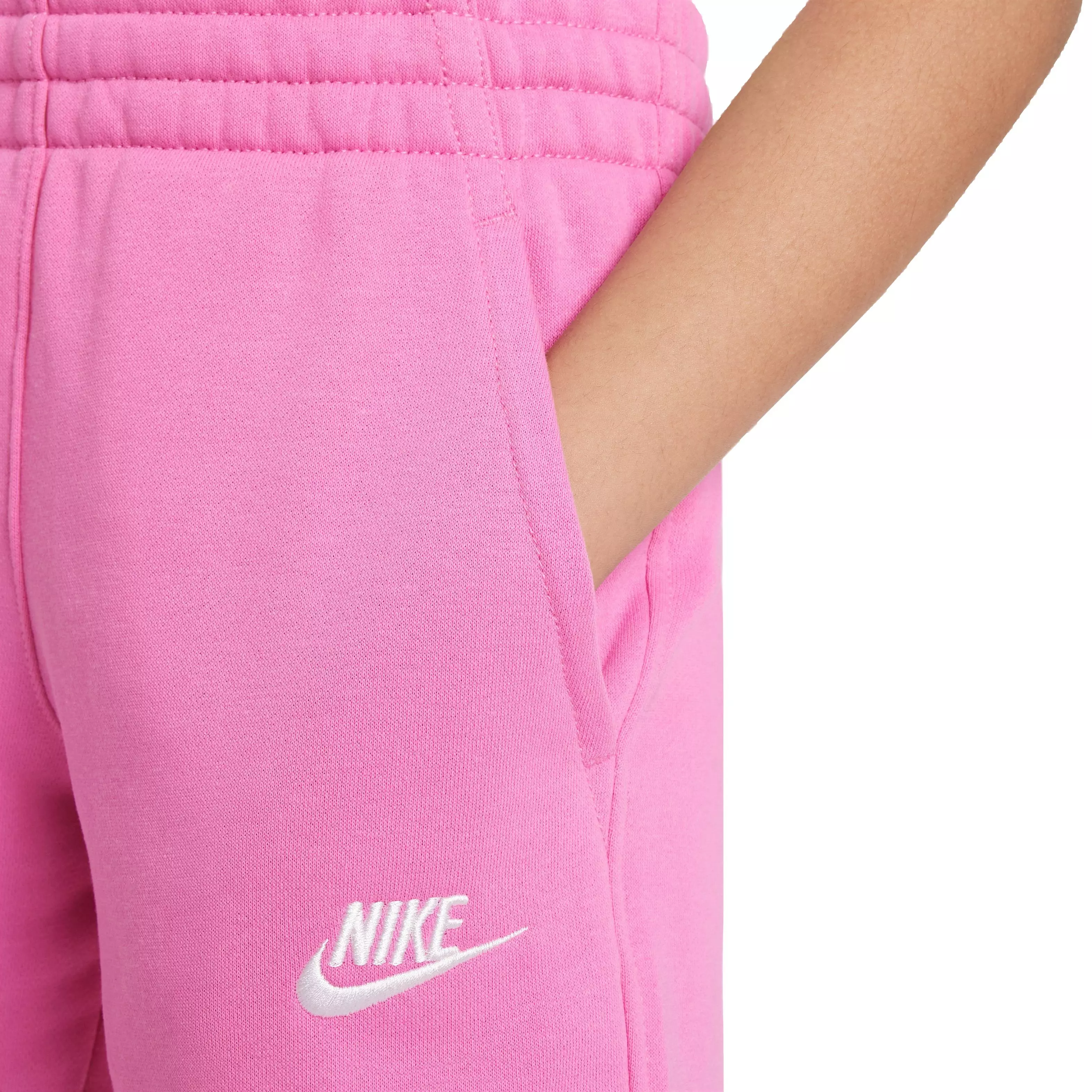 Nike Big Girls' Sportswear Club Fleece 5" French Terry Shorts-Pink - PINK