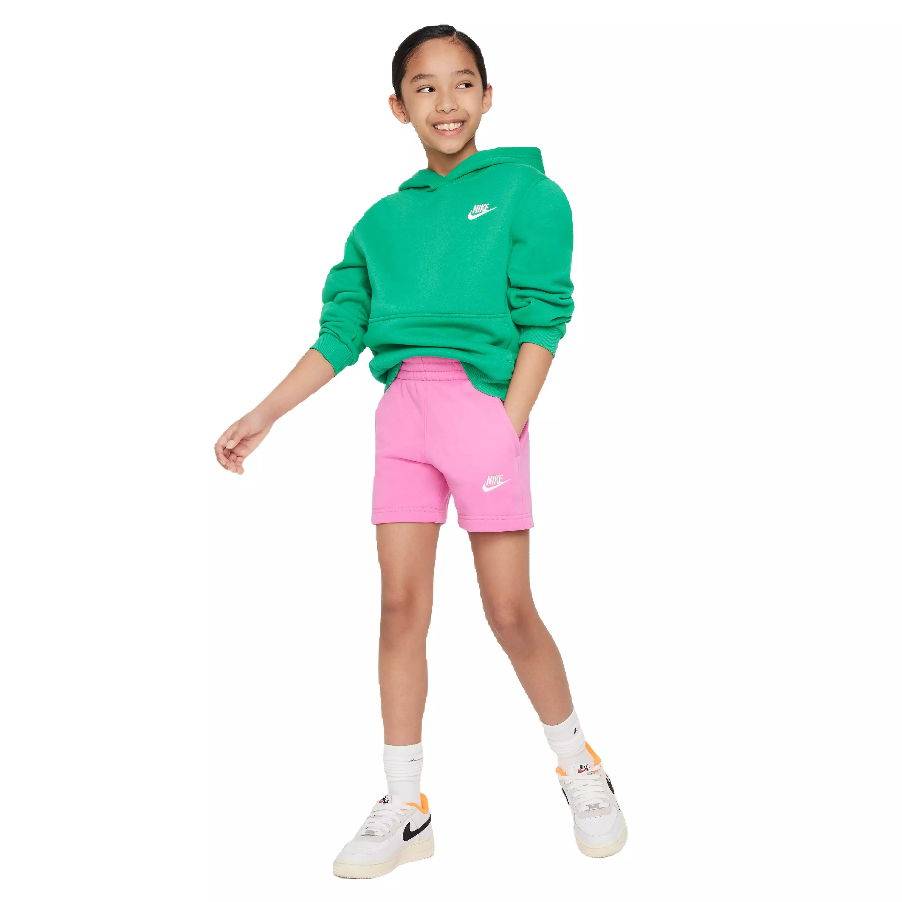 Nike Big Girls' Sportswear Club Fleece 5" French Terry Shorts-Pink - PINK
