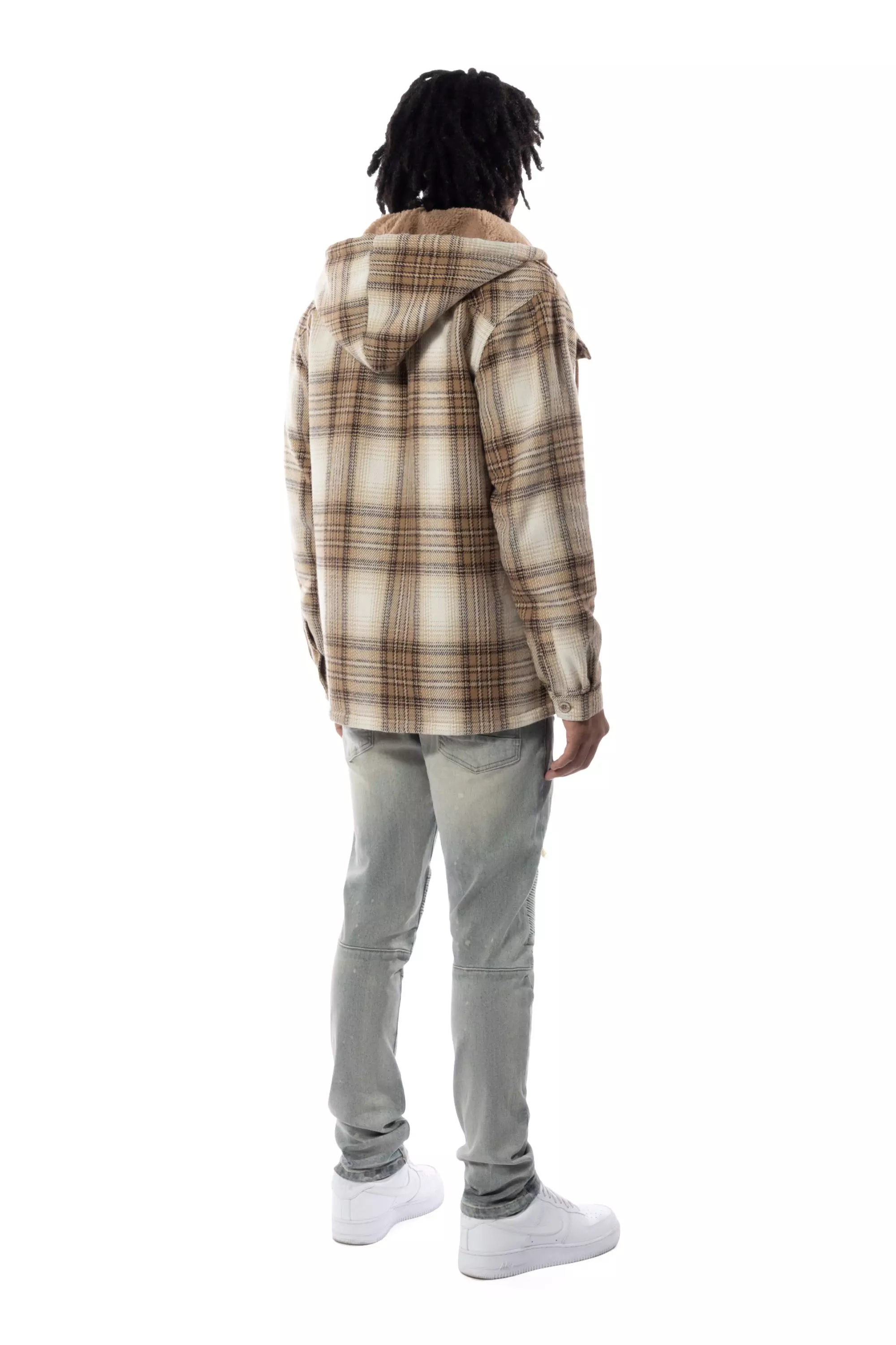 Smoke Rise Men's Plaid Flannel Shacket - Driftwood - OFF-WHITE/KHAKI