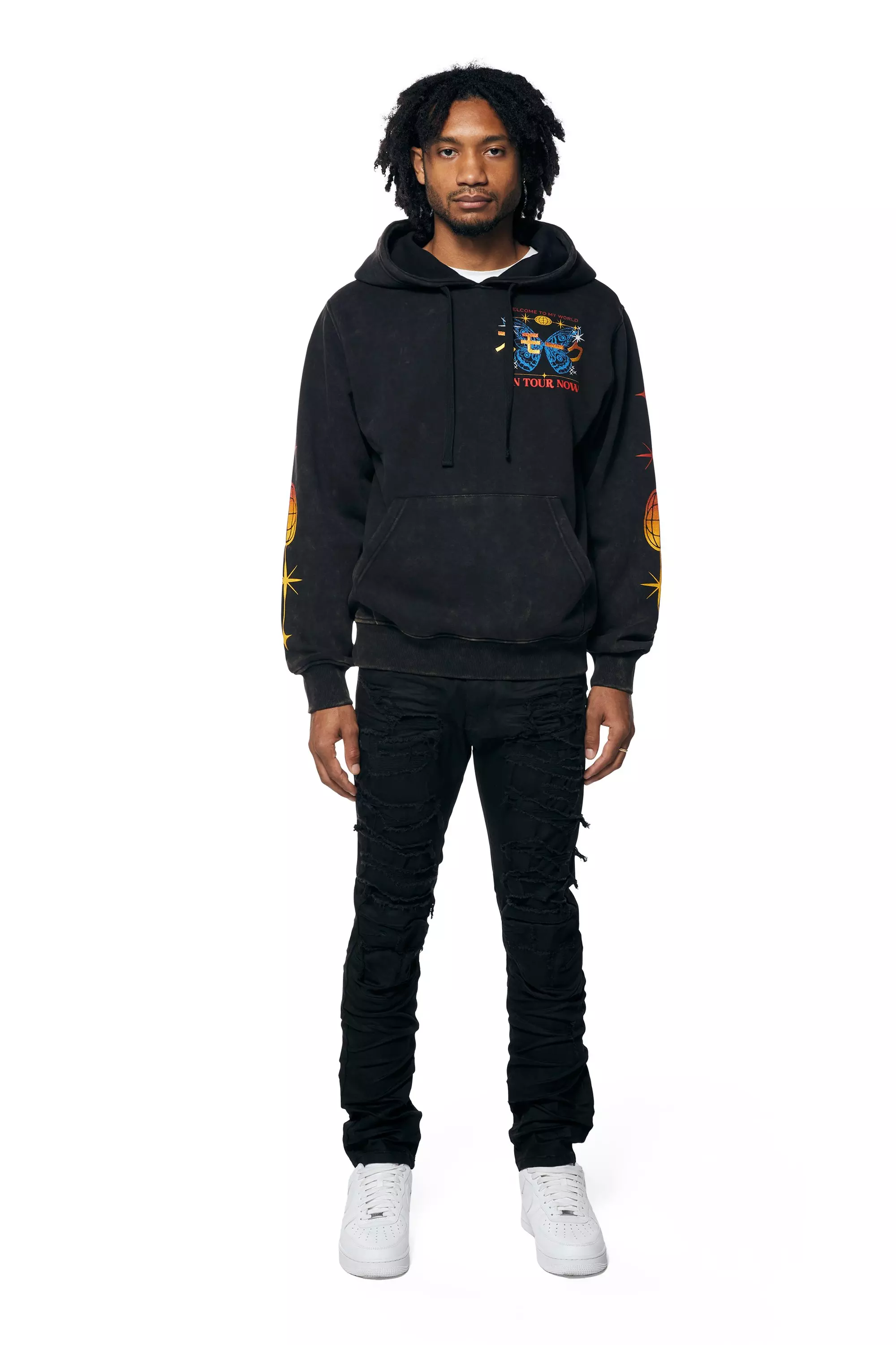 Smoke Rise Men's Tour Graphic Hoodie - Black/Grey - BLACK/GREY