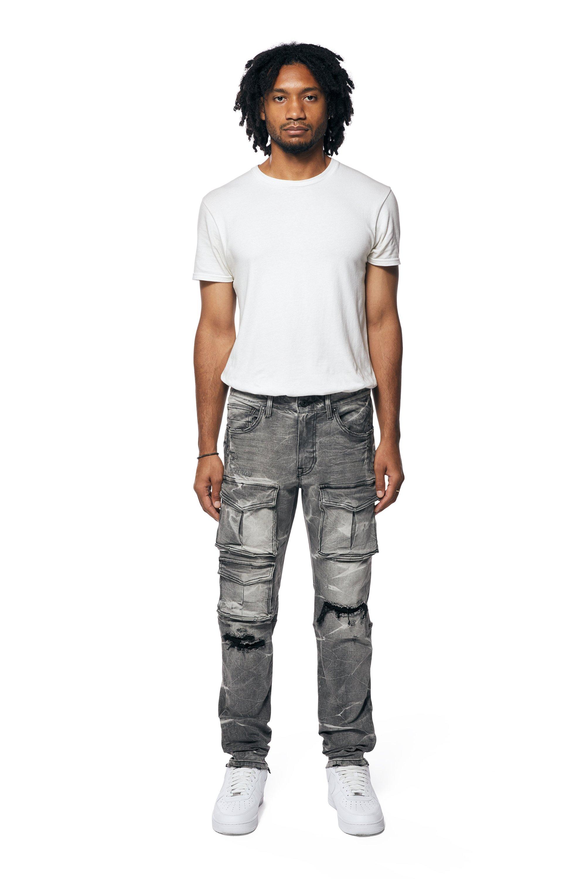 Smoke Rise Men's Pluto Slim Fit Denim Jeans - Grey - GREY Thumbnail View 1