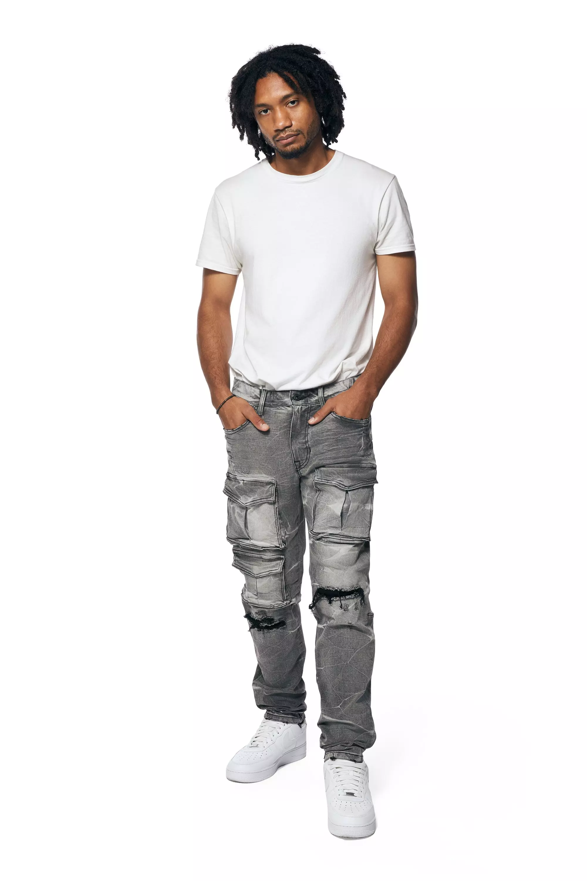 Smoke Rise Men's Pluto Slim Fit Denim Jeans - Grey - GREY