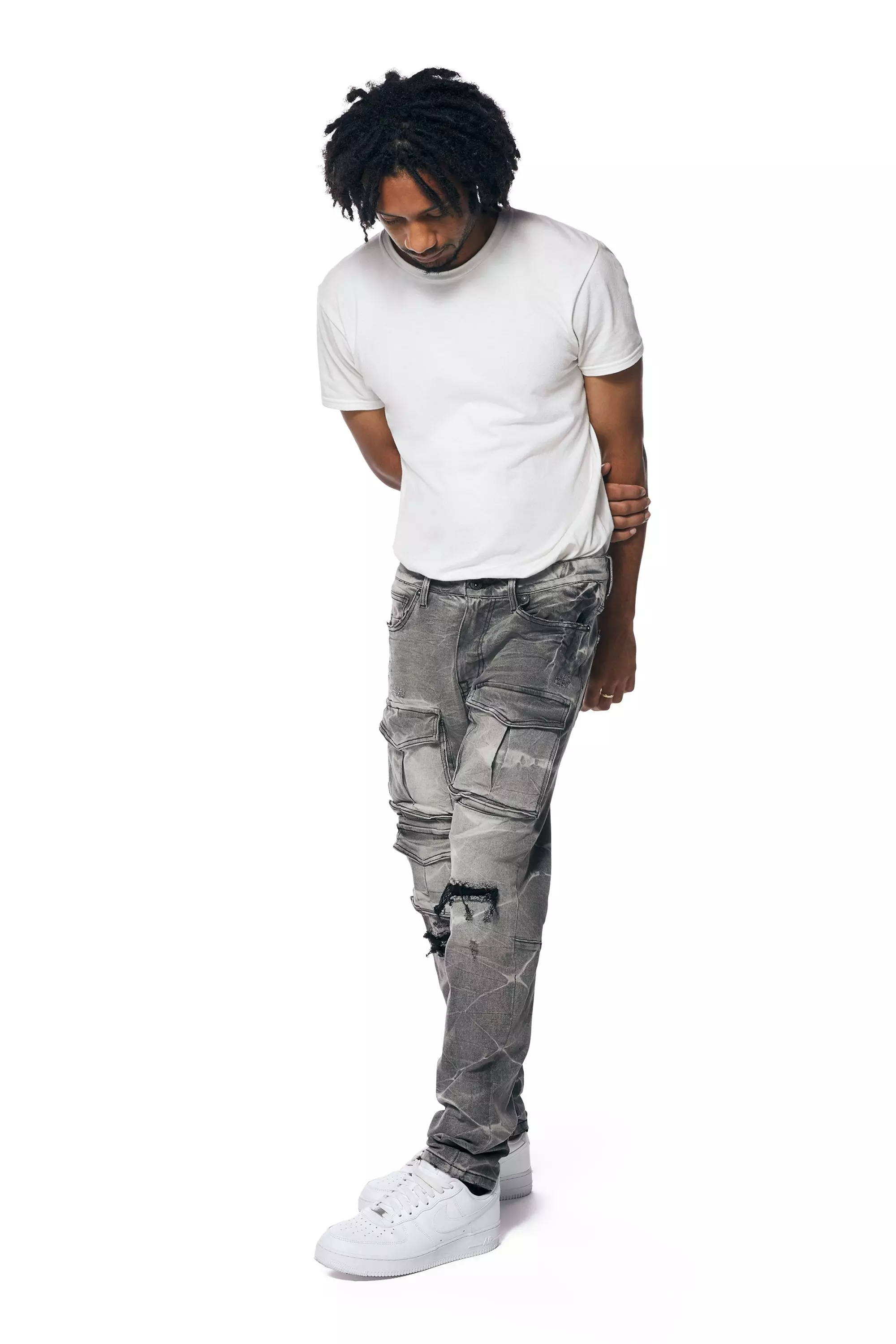 Smoke Rise Men's Pluto Slim Fit Denim Jeans - Grey - GREY