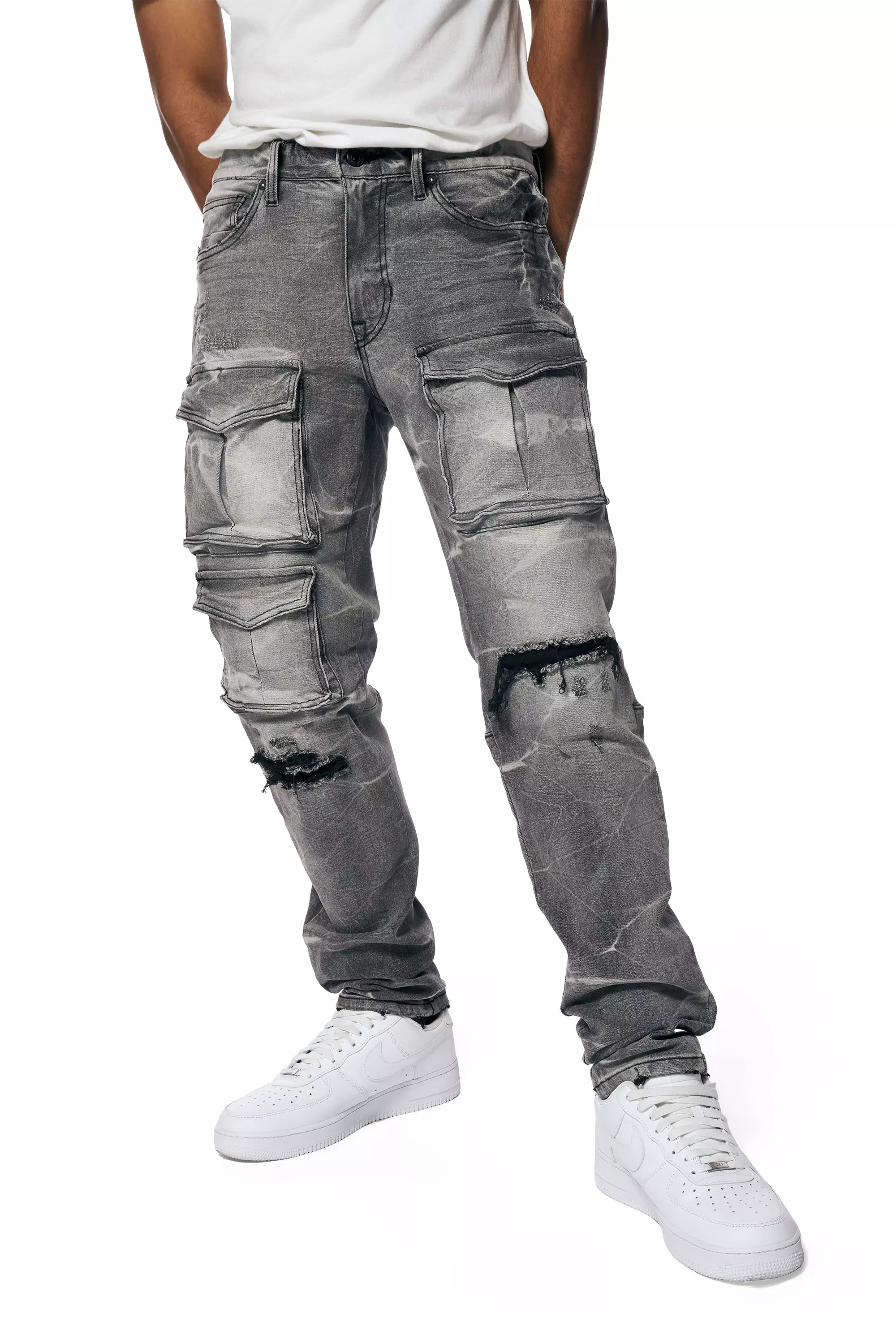 Smoke Rise Men's Pluto Slim Fit Denim Jeans - Grey - GREY