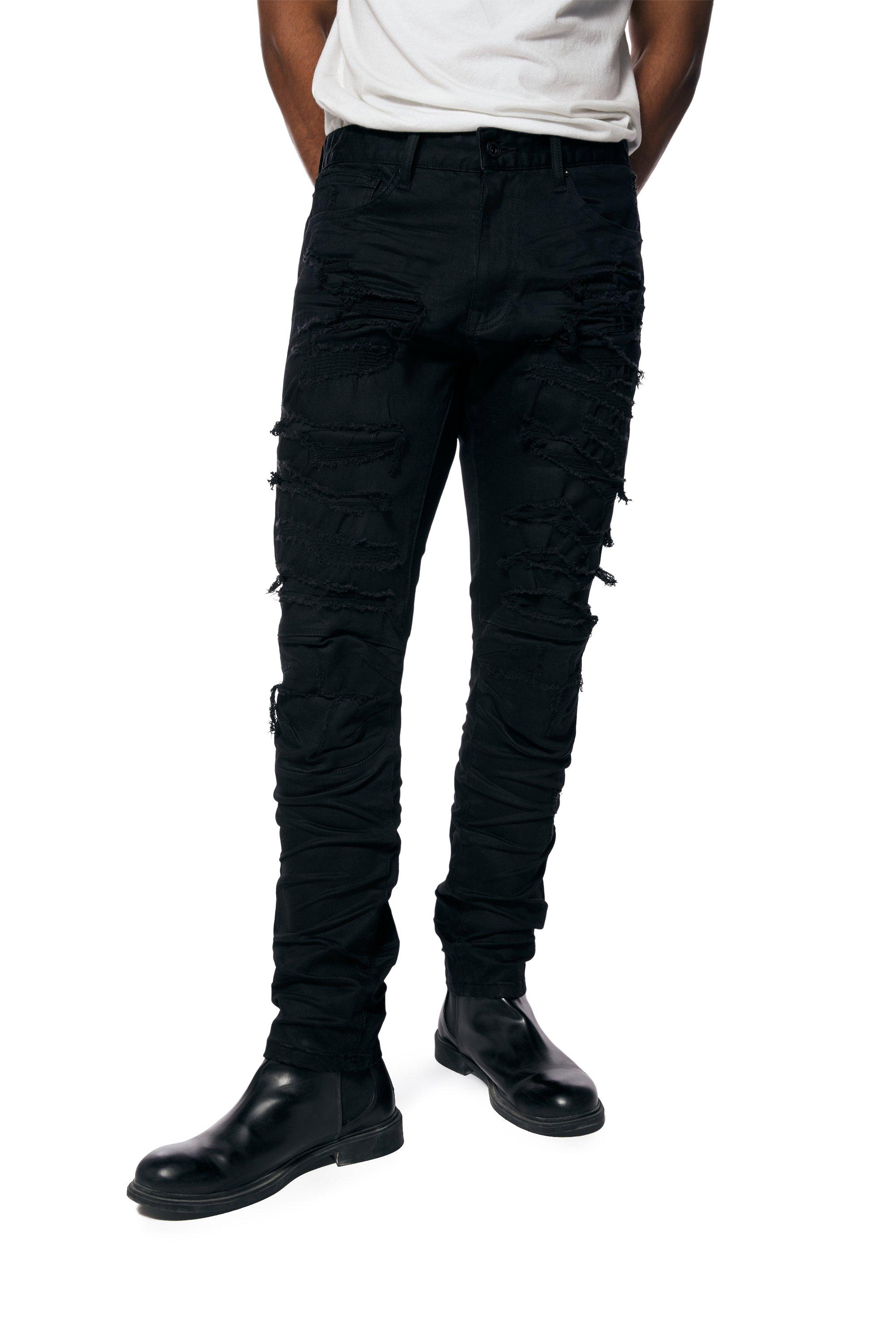 Smoke Rise Men's Jet Black Essential Slim Fit Denim Jeans - BLACK Thumbnail View 3