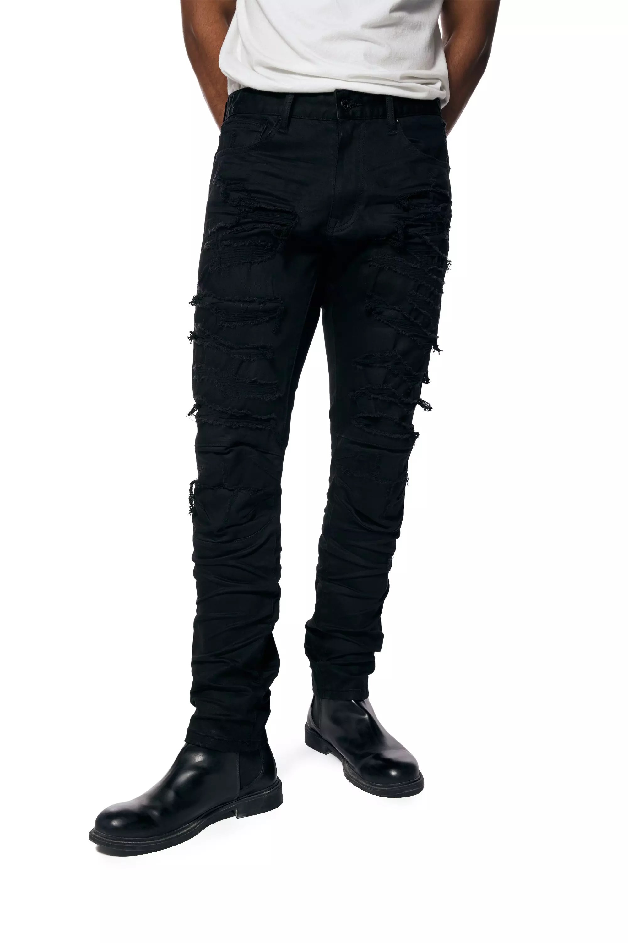 Smoke Rise Men's Jet Black Essential Slim Fit Denim Jeans - BLACK