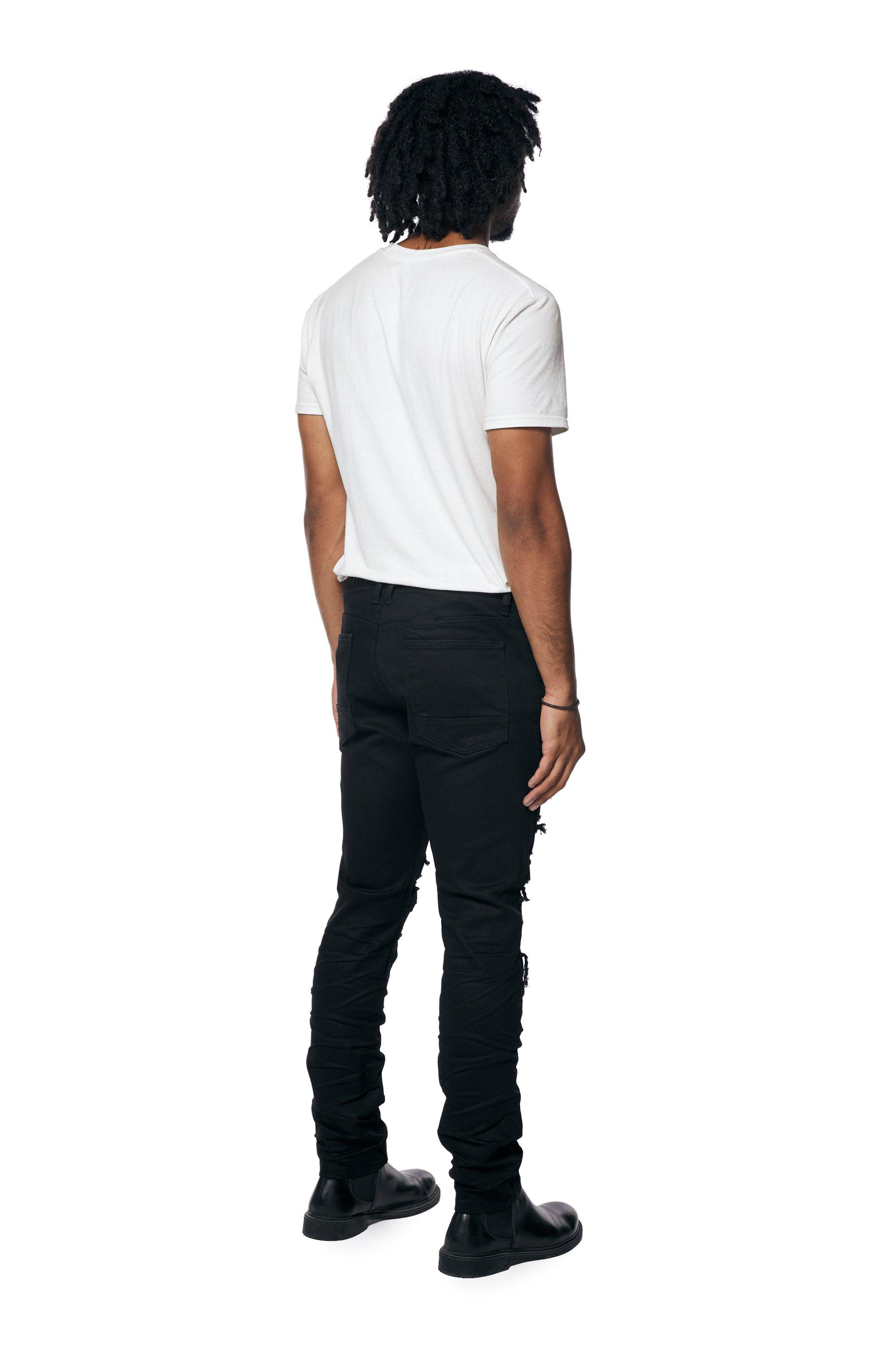 Smoke Rise Men's Jet Black Essential Slim Fit Denim Jeans - BLACK Thumbnail View 2