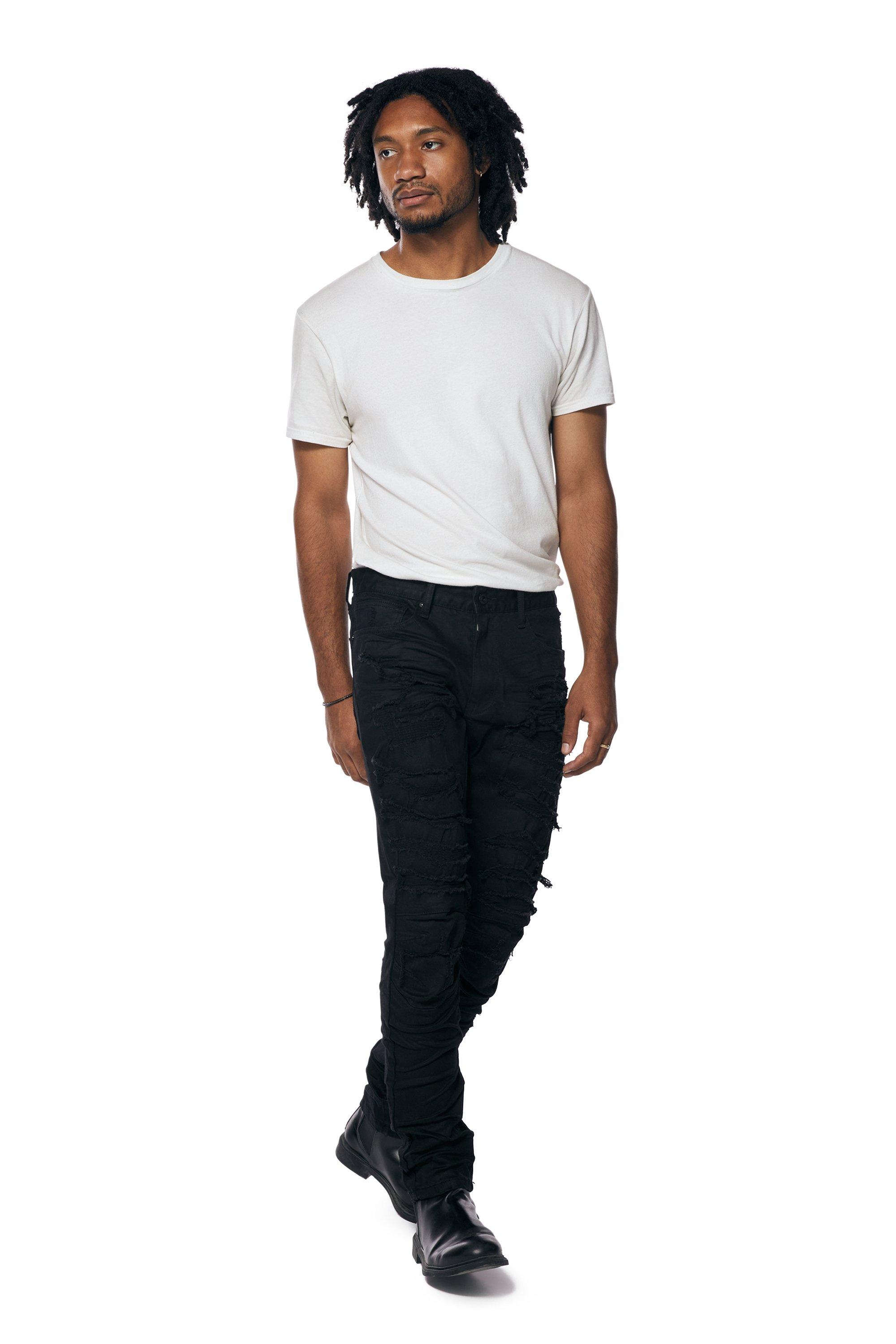 Smoke Rise Men's Jet Black Essential Slim Fit Denim Jeans - BLACK Thumbnail View 5