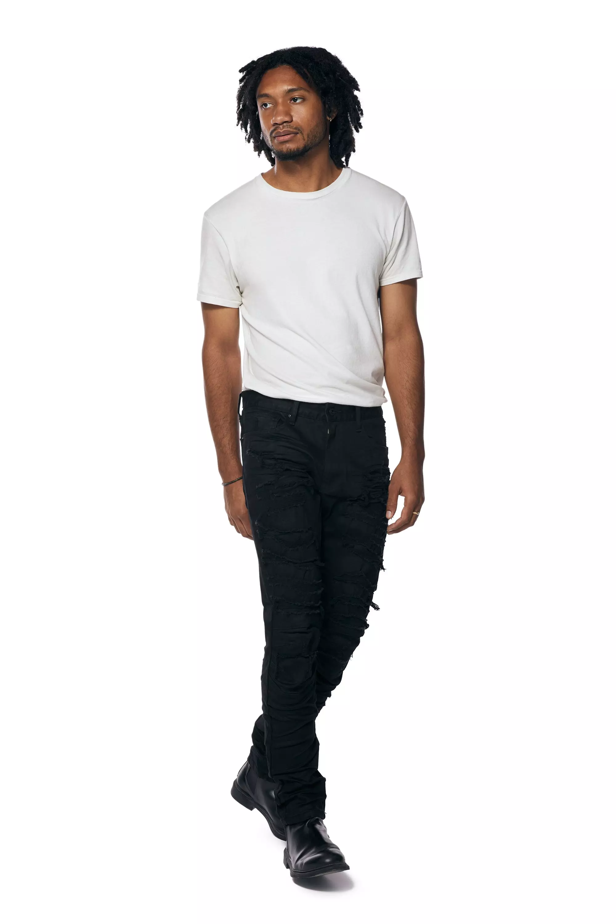 Smoke Rise Men's Jet Black Essential Slim Fit Denim Jeans - BLACK