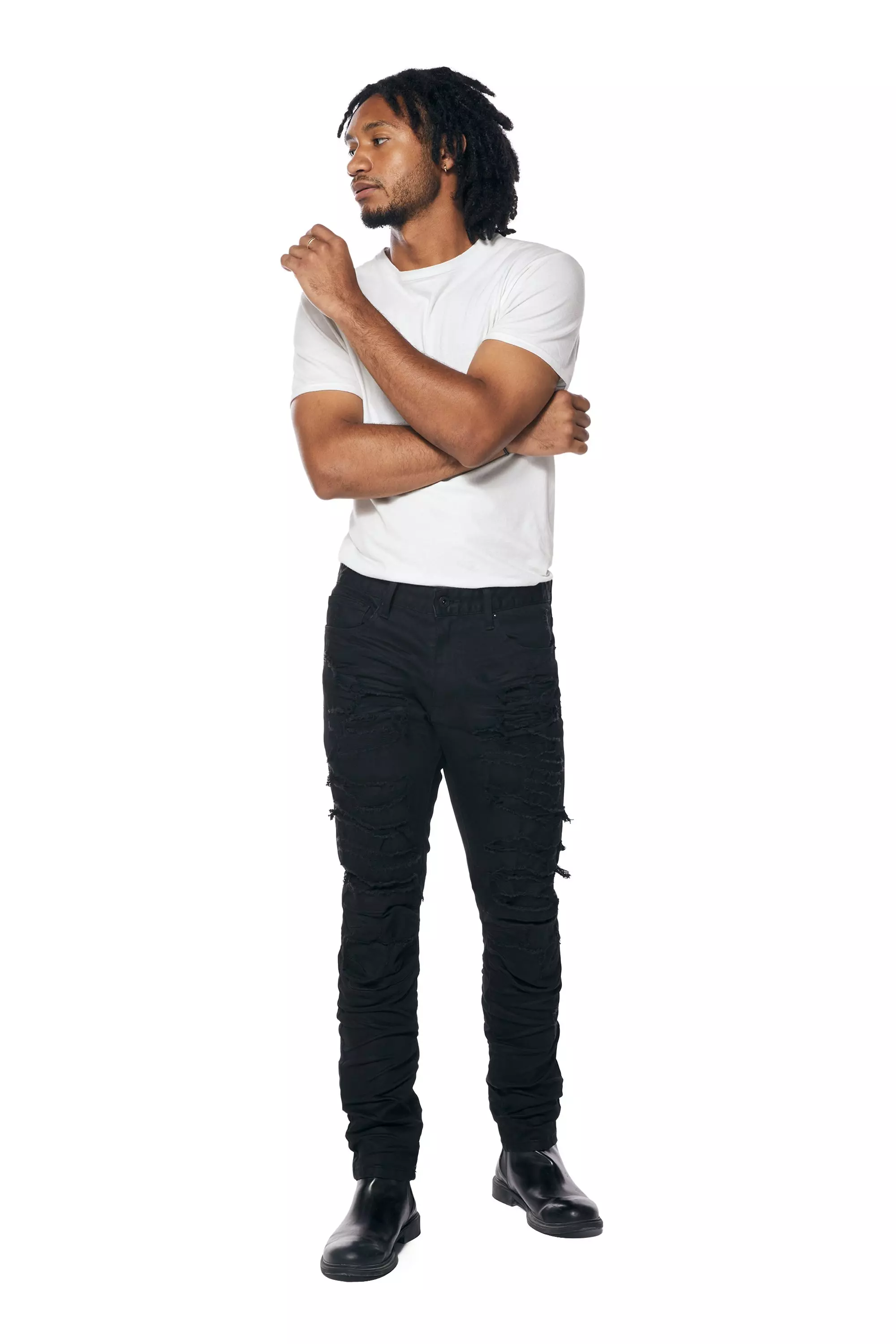 Smoke Rise Men's Jet Black Essential Slim Fit Denim Jeans - BLACK