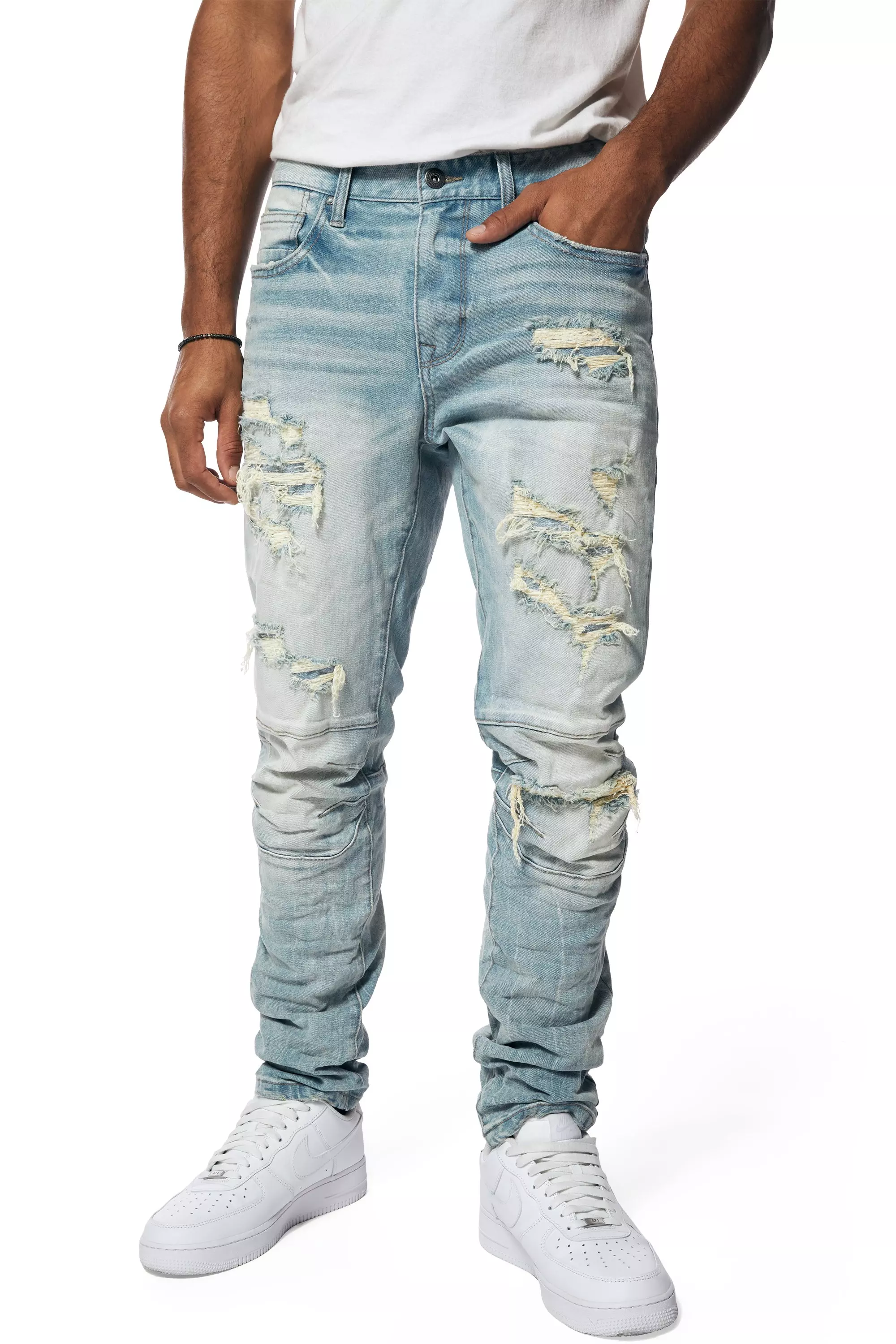 Smoke Rise Men's Newton Blue Essential Slim Fit Denim Jeans - BLUE