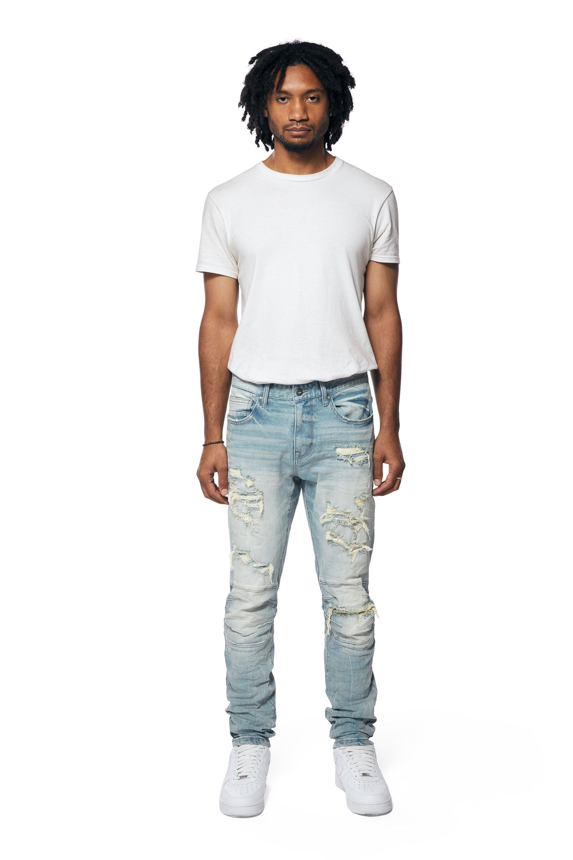 Smoke Rise Men's Newton Blue Essential Slim Fit Denim Jeans - BLUE Thumbnail View 3