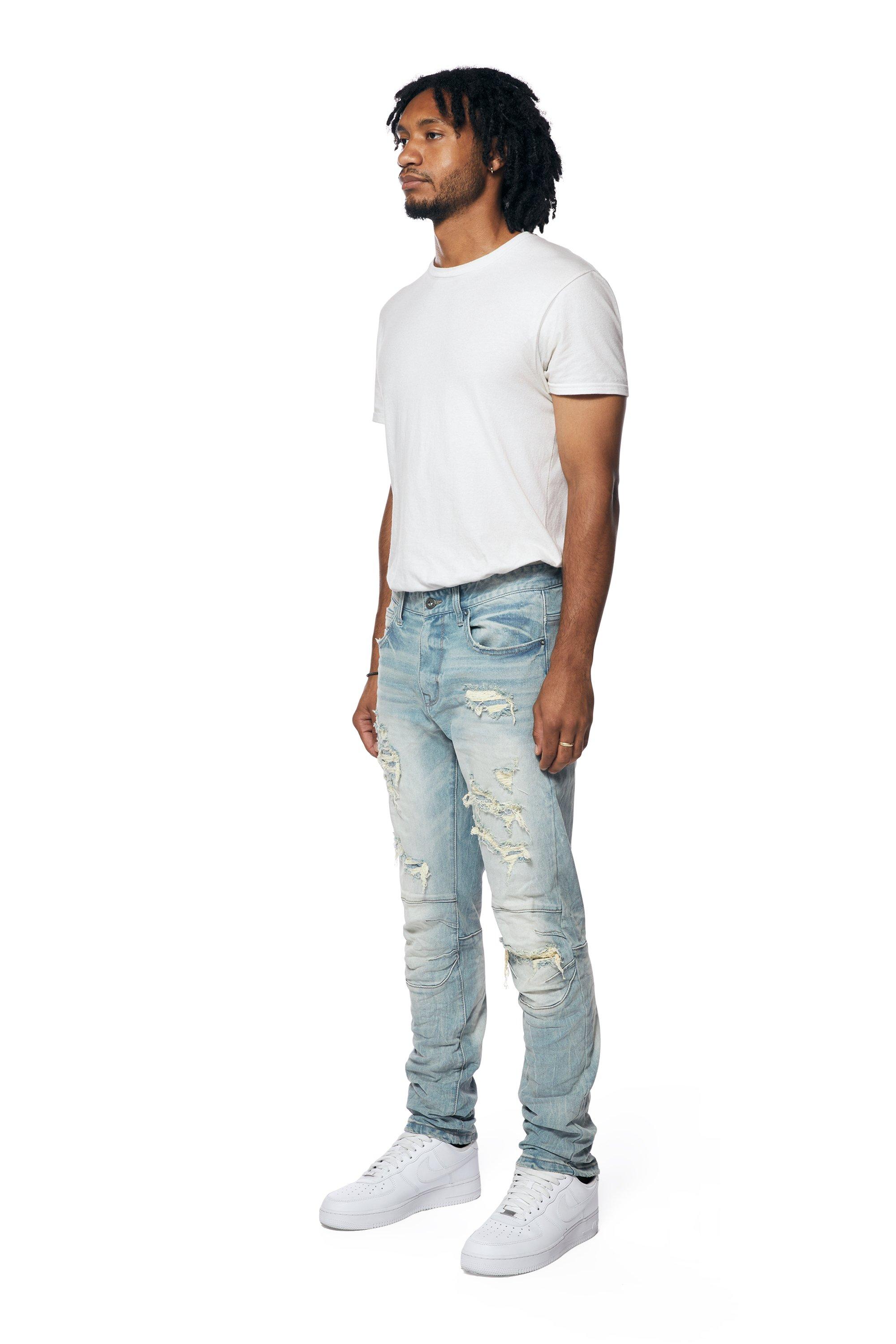 Smoke Rise Men's Newton Blue Essential Slim Fit Denim Jeans - BLUE Thumbnail View 5