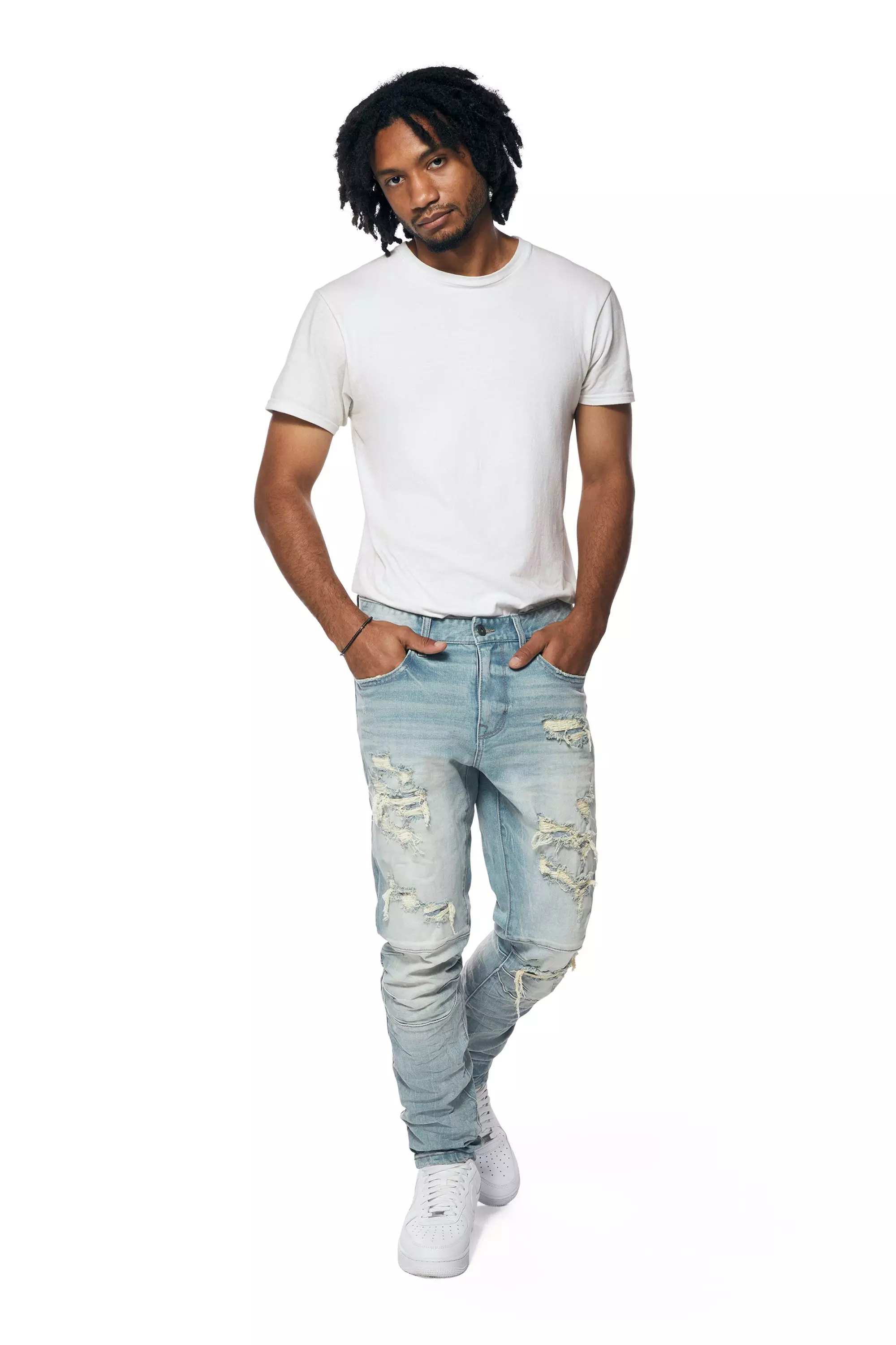 Smoke Rise Men's Newton Blue Essential Slim Fit Denim Jeans - BLUE