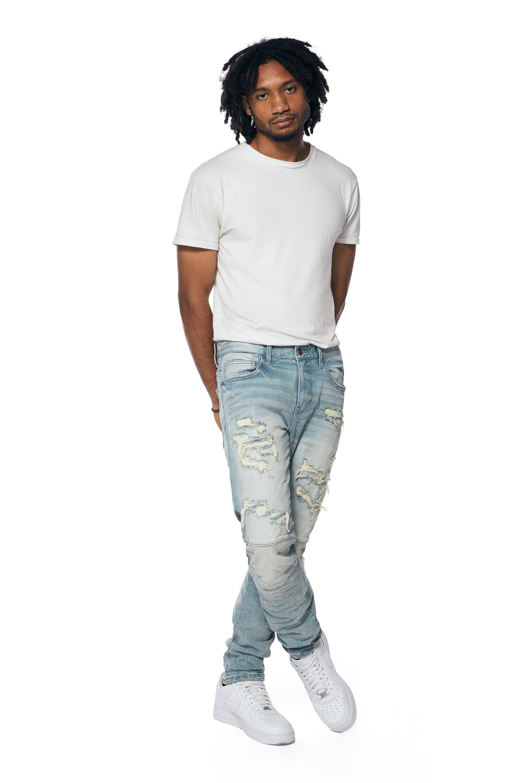 Smoke Rise Men's Newton Blue Essential Slim Fit Denim Jeans - BLUE Thumbnail View 8