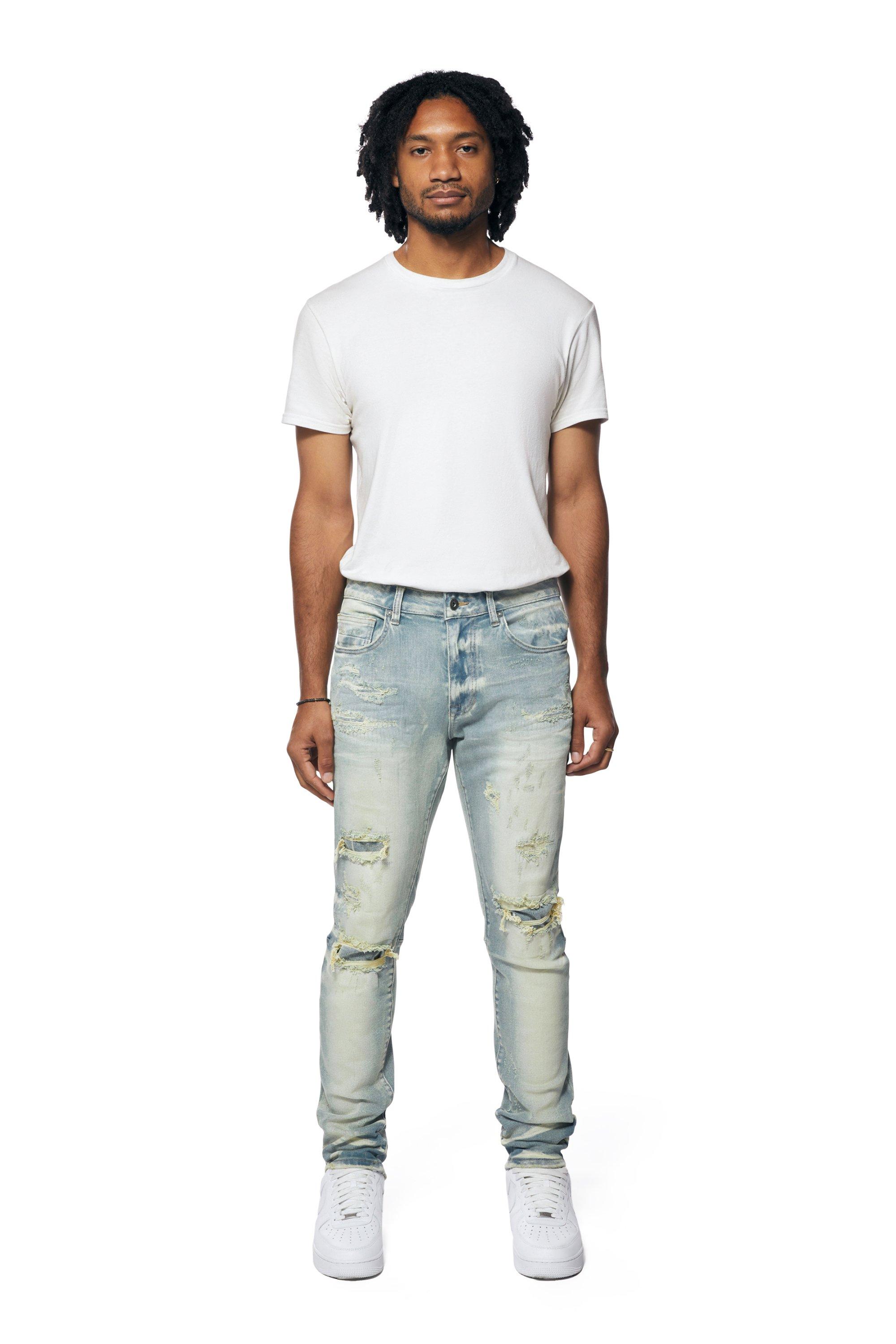 Smoke Rise Men's Sevil Slim Fit Denim Jeans - Blue - LT BLUE Thumbnail View 1