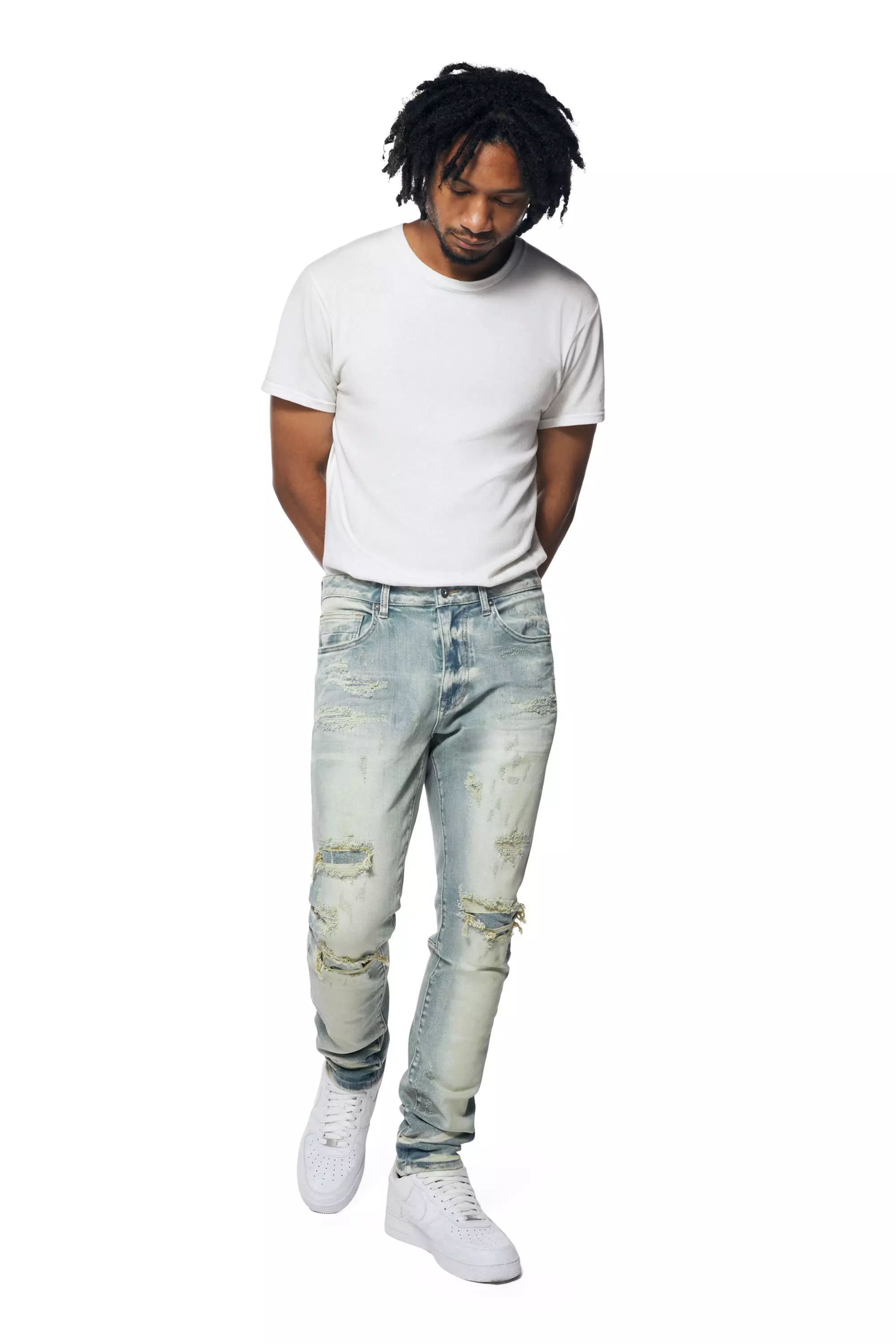 Smoke Rise Men's Sevil Slim Fit Denim Jeans - Blue - LT BLUE