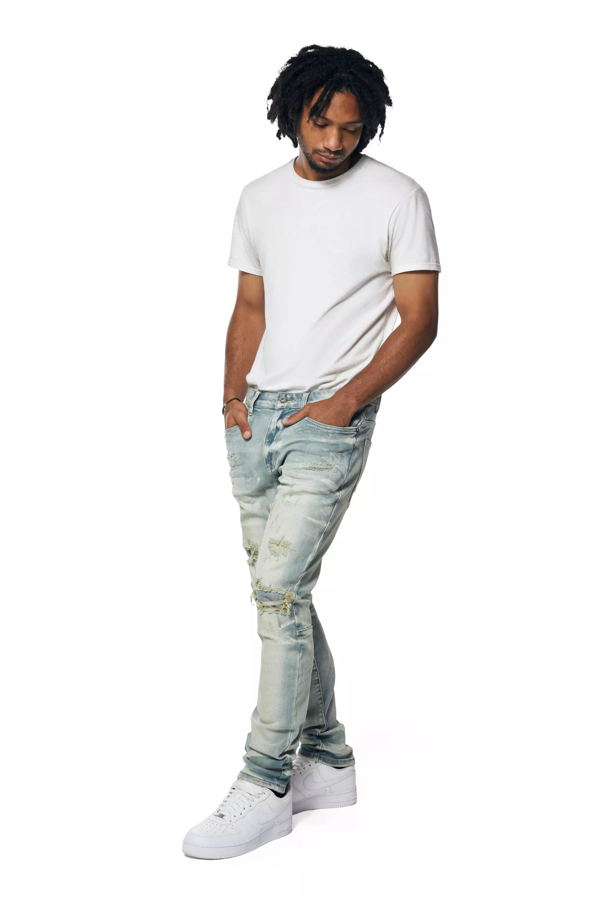 Smoke Rise Men's Sevil Slim Fit Denim Jeans - Blue - LT BLUE