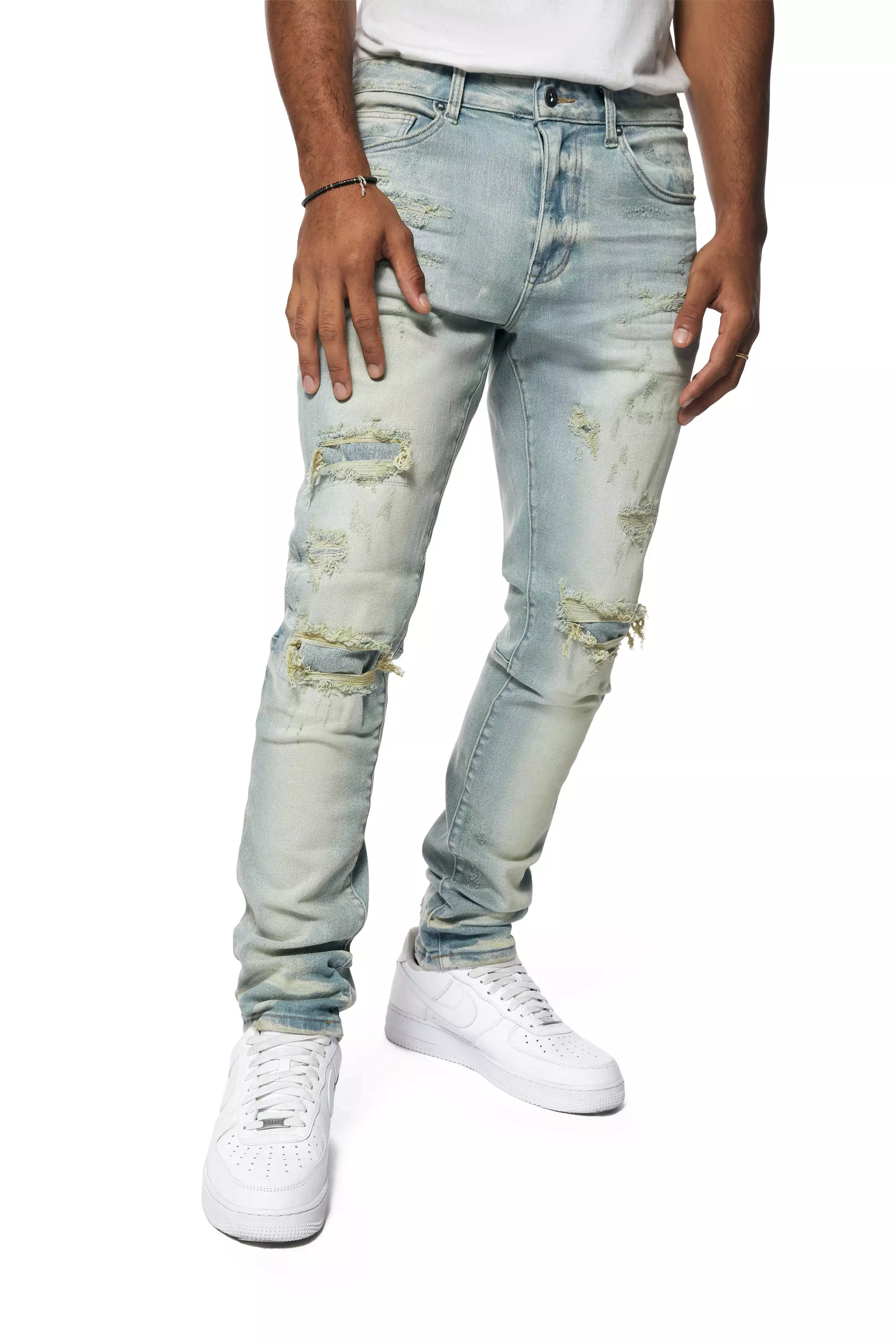 Smoke Rise Men's Sevil Slim Fit Denim Jeans - Blue - LT BLUE
