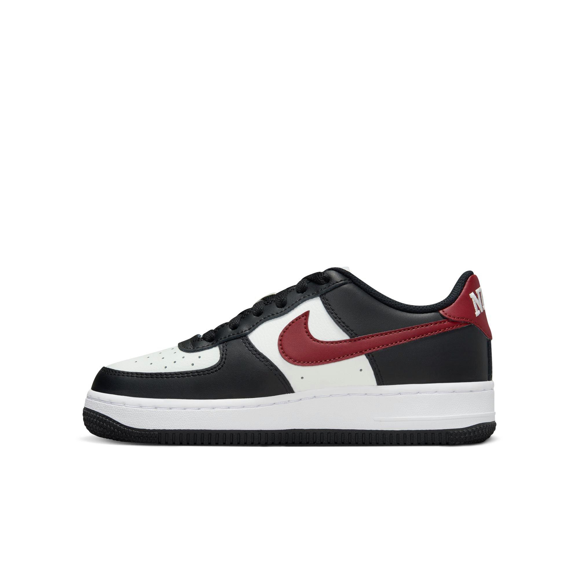 Nike Air Force 1 "Black/Dark Team Red/Summit White" Grade School Boys' Shoe - BLACK/WHITE/RED Thumbnail View 4