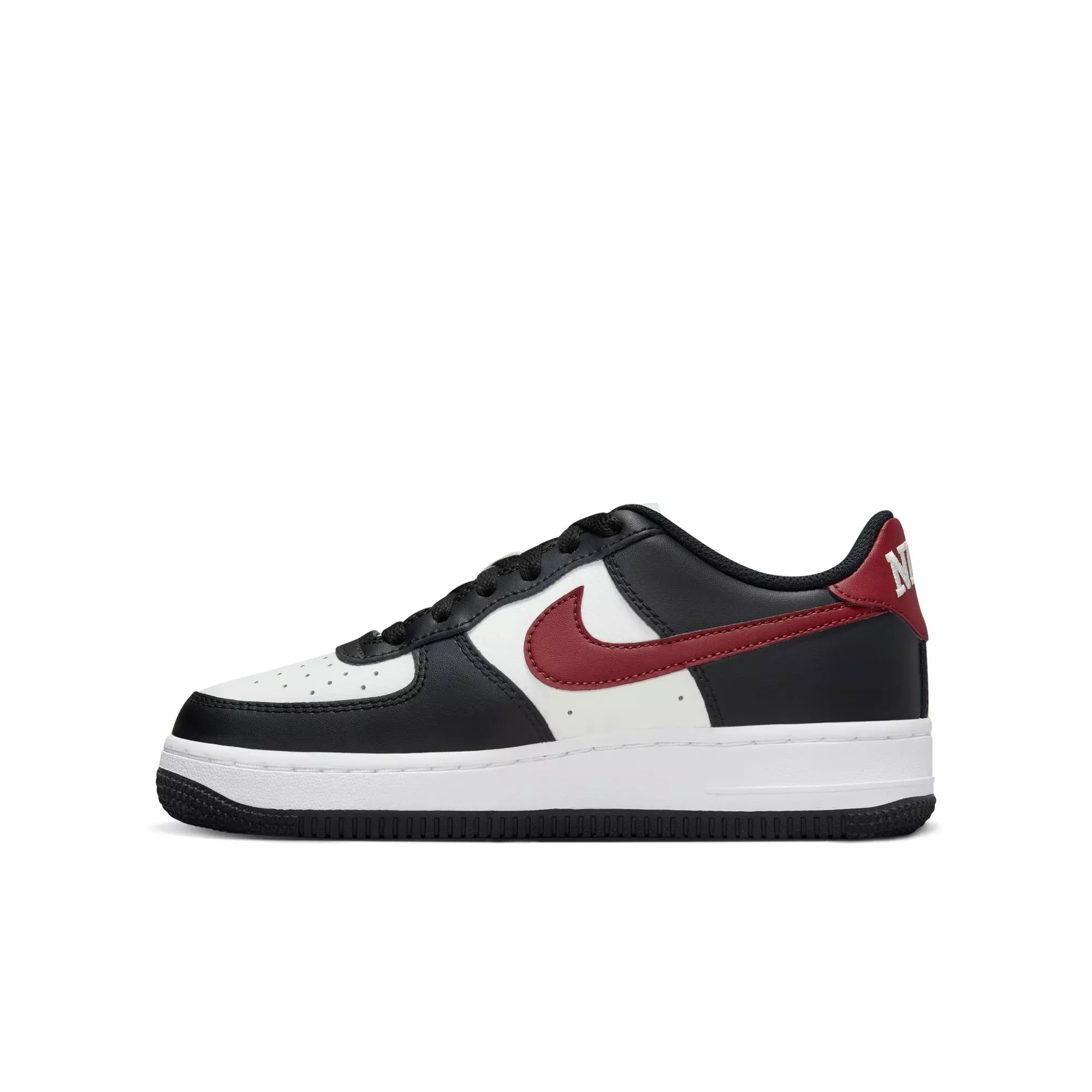 Nike Air Force 1 "Black/Dark Team Red/Summit White" Grade School Boys' Shoe - BLACK/WHITE/RED
