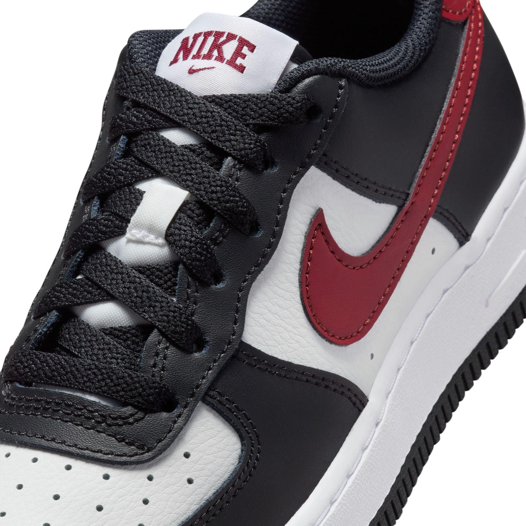 Nike Air Force 1 "Black/Dark Team Red/Summit White" Grade School Boys' Shoe - BLACK/WHITE/RED Thumbnail View 9