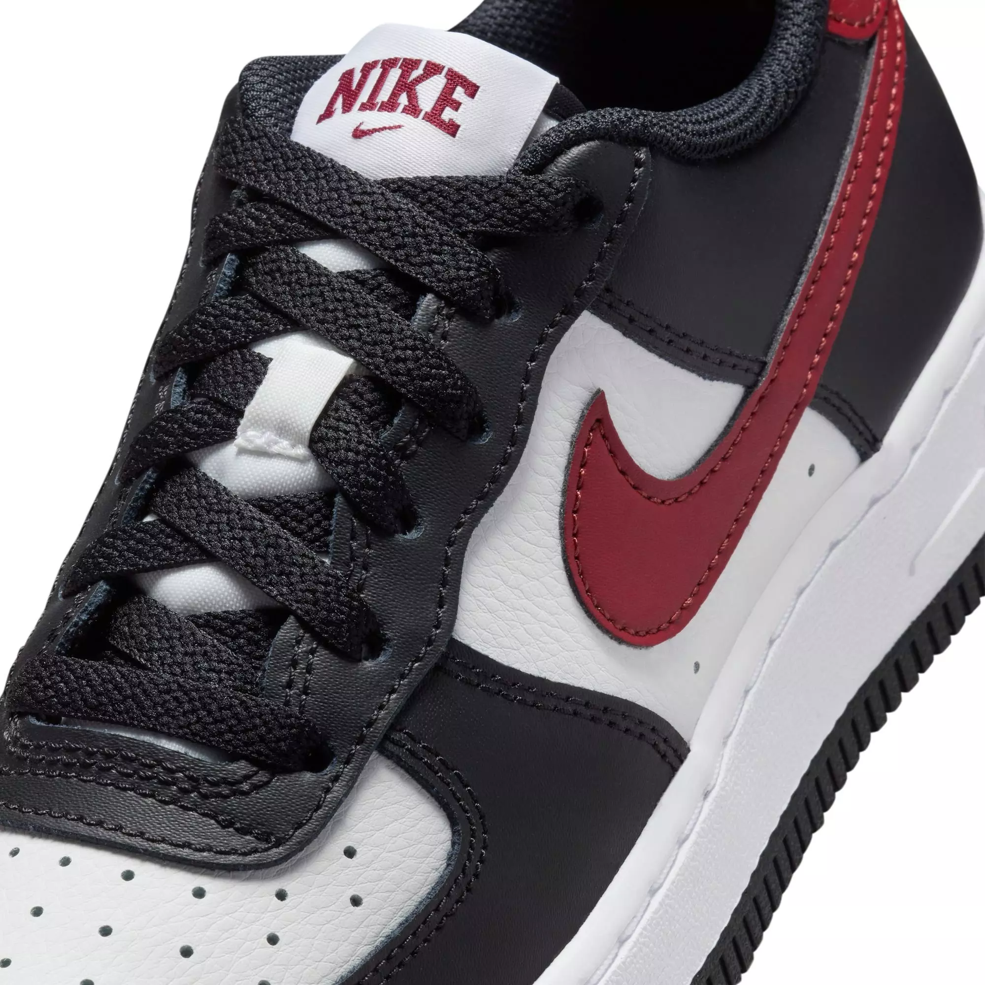 Nike Air Force 1 "Black/Dark Team Red/Summit White" Grade School Boys' Shoe - BLACK/WHITE/RED