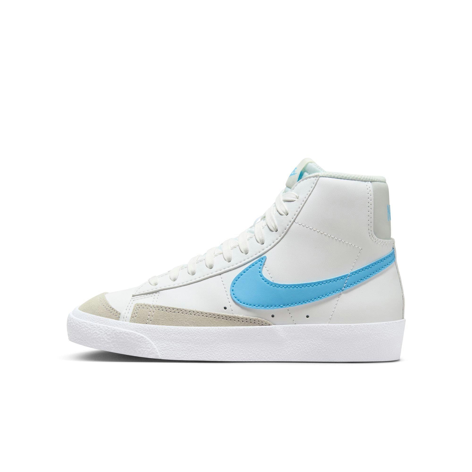 Nike Blazer Mid '77 "Summit White/Aquarius Blue/Photon Dust" Grade School Boys' Shoe - WHITE/BLUE Thumbnail View 3