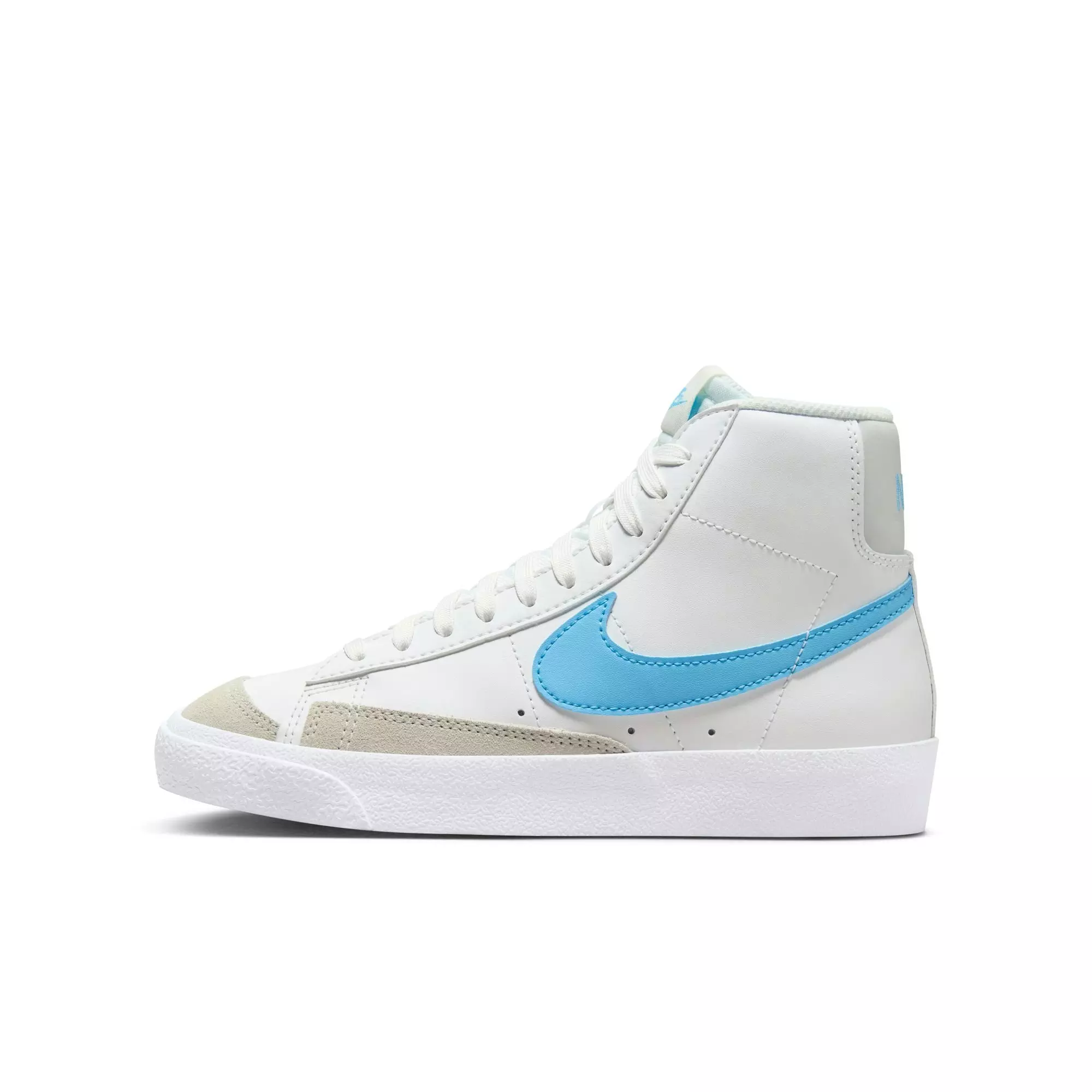 Nike Blazer Mid '77 "Summit White/Aquarius Blue/Photon Dust" Grade School Boys' Shoe - WHITE/BLUE
