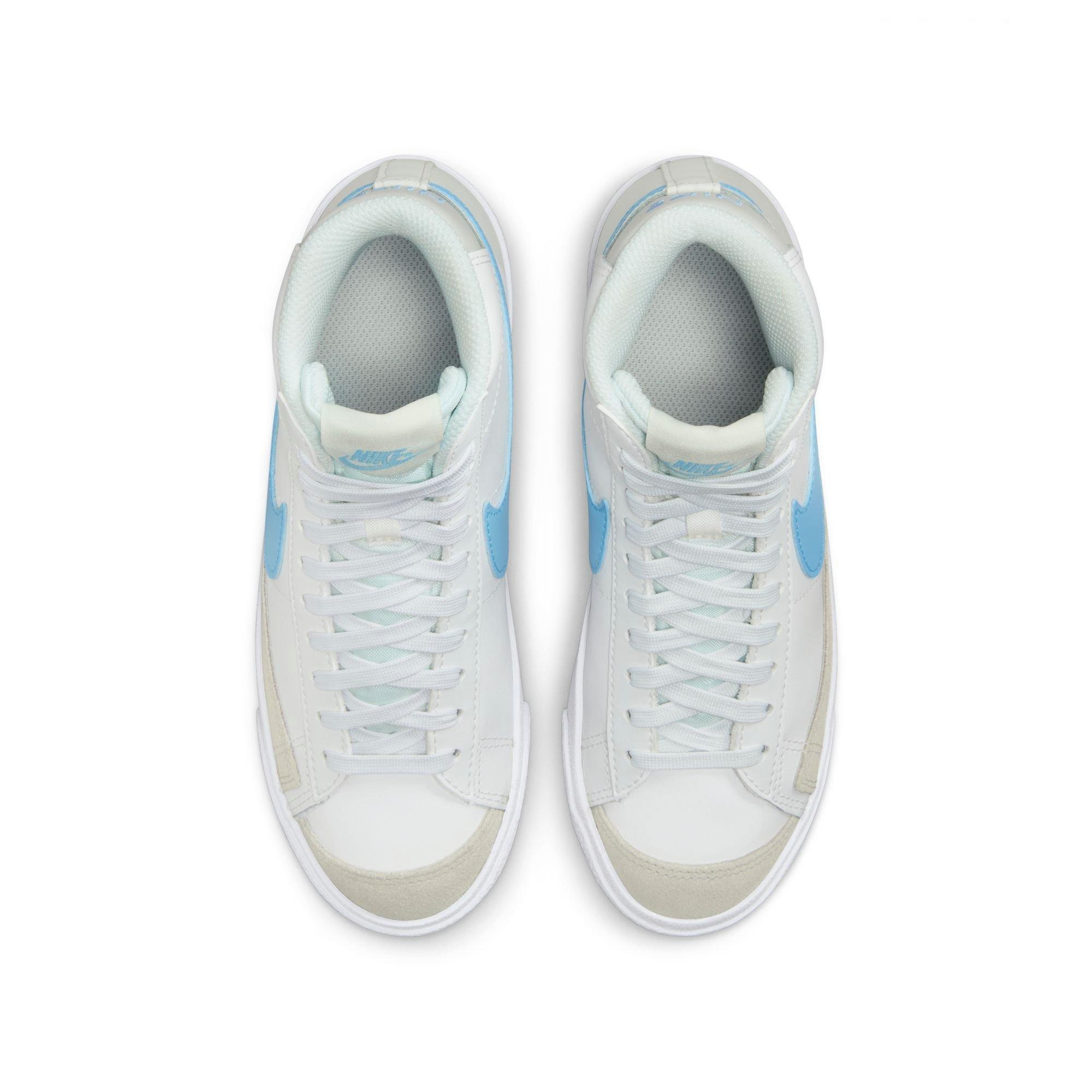 Nike Blazer Mid '77 "Summit White/Aquarius Blue/Photon Dust" Grade School Boys' Shoe - WHITE/BLUE Thumbnail View 7