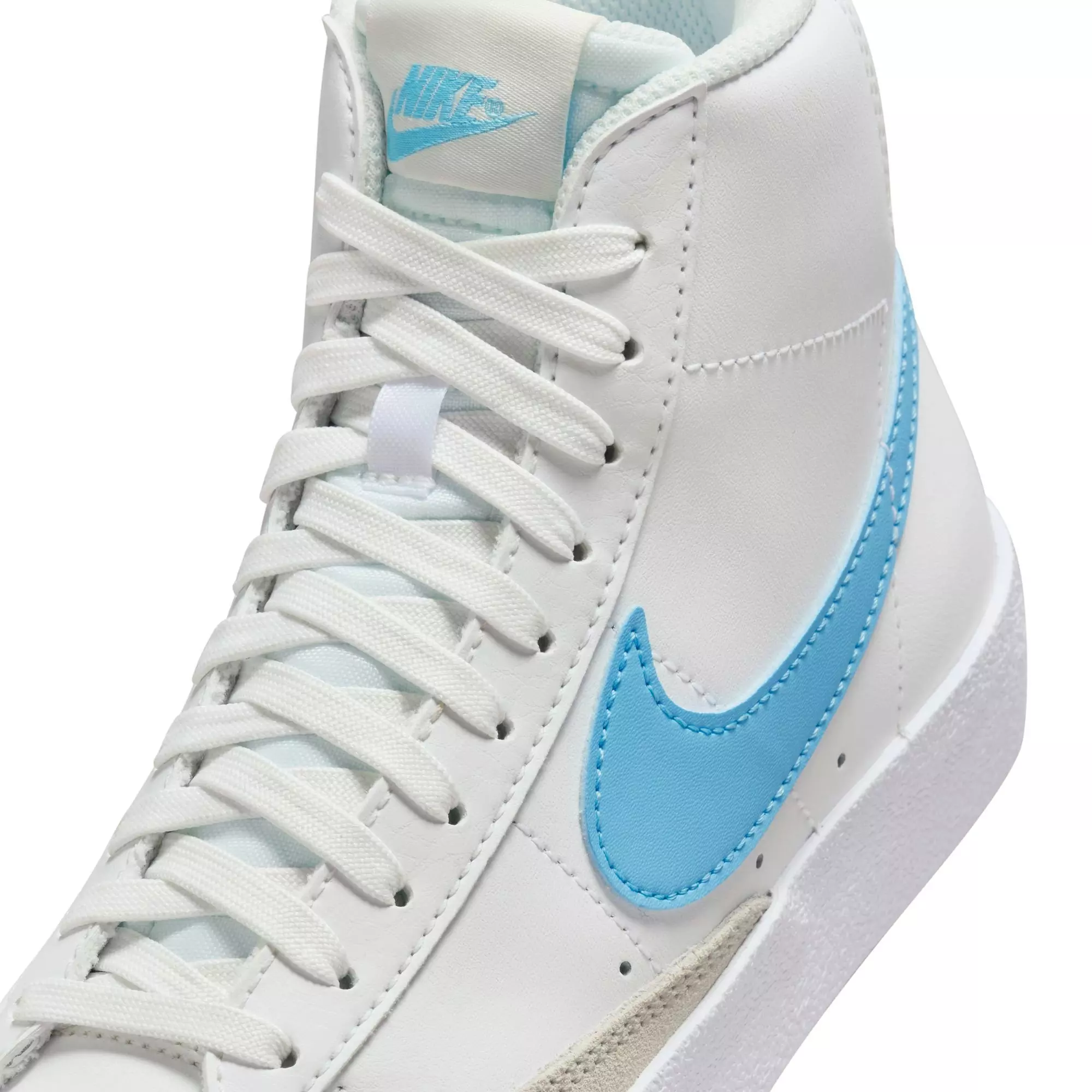 Nike Blazer Mid '77 "Summit White/Aquarius Blue/Photon Dust" Grade School Boys' Shoe - WHITE/BLUE