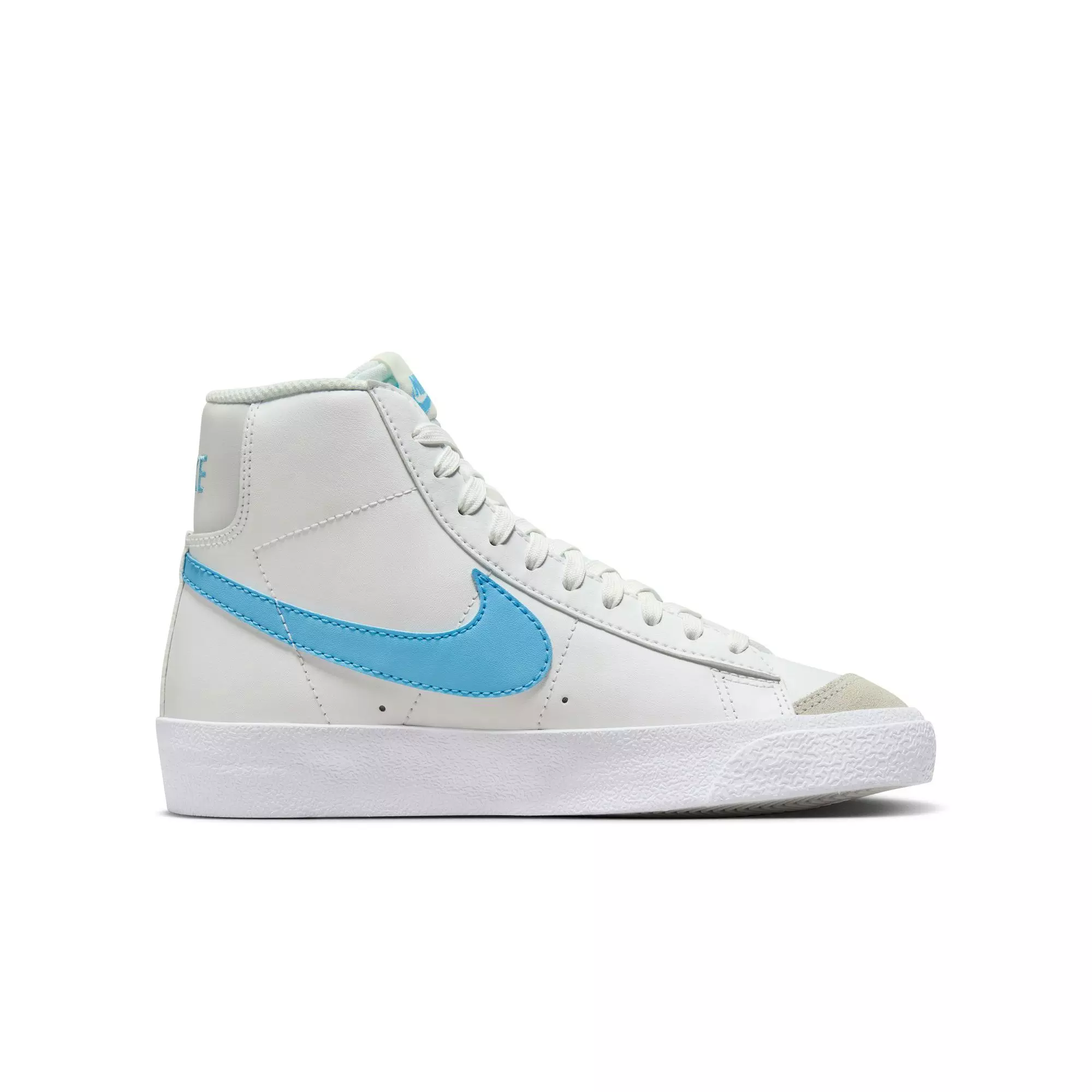 Nike Blazer Mid '77 "Summit White/Aquarius Blue/Photon Dust" Grade School Boys' Shoe - WHITE/BLUE