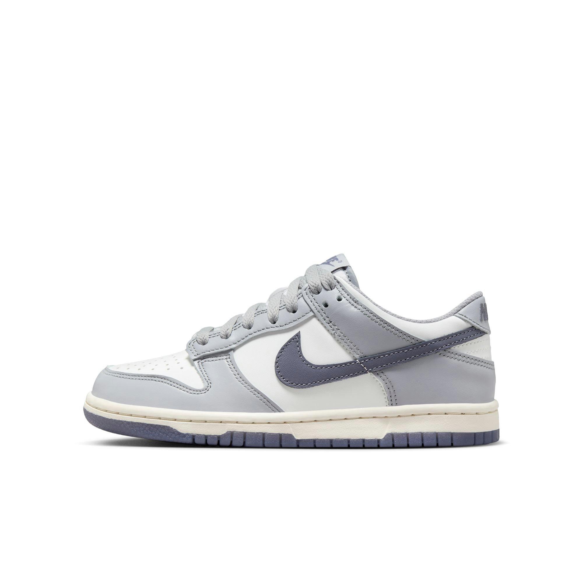 Nike Dunk Low "Summit White/Light Carbon/Wolf Grey" Grade School Boys' Shoe - WHITE/GREY Thumbnail View 3