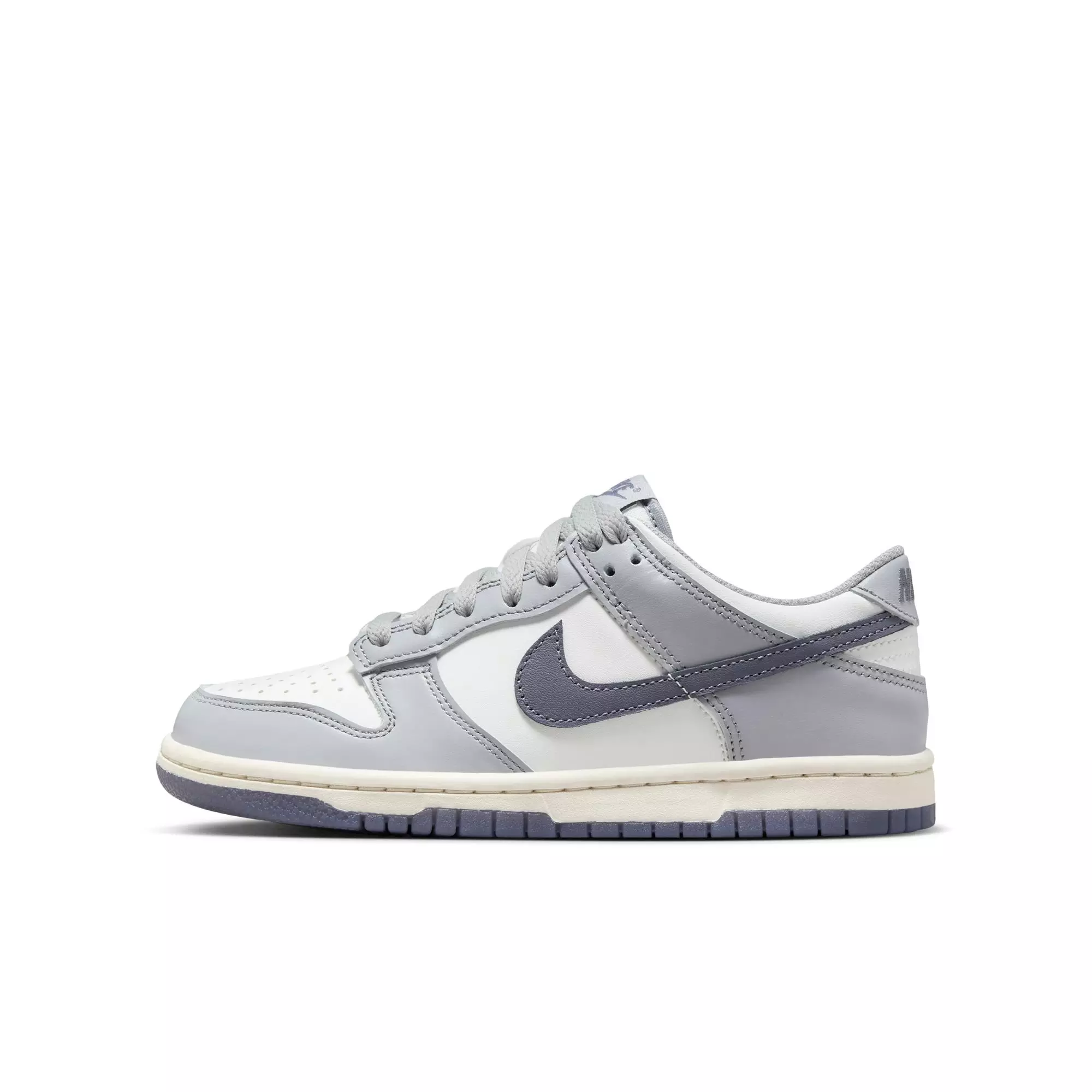 Nike Dunk Low "Summit White/Light Carbon/Wolf Grey" Grade School Boys' Shoe - WHITE/GREY