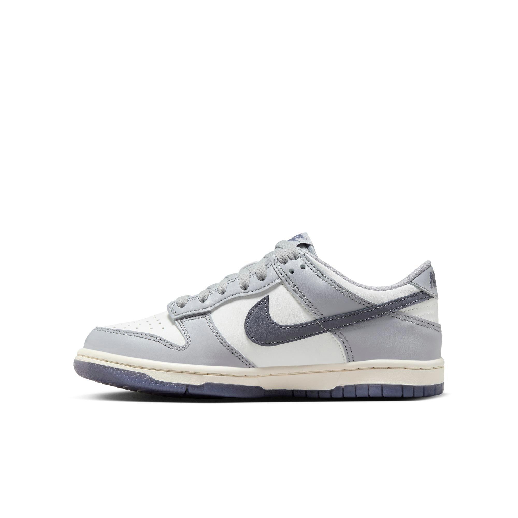 Nike Dunk Low "Summit White/Light Carbon/Wolf Grey" Grade School Boys' Shoe - WHITE/GREY Thumbnail View 4