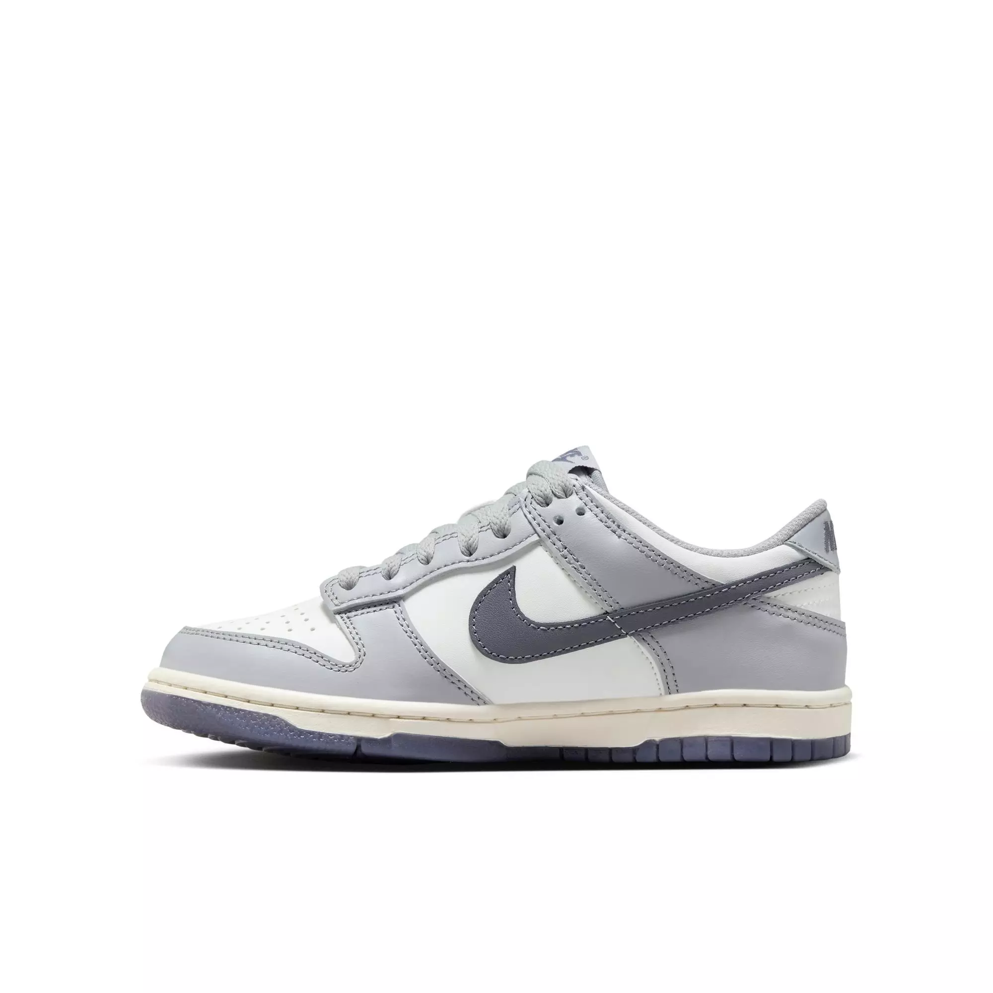 Nike Dunk Low "Summit White/Light Carbon/Wolf Grey" Grade School Boys' Shoe - WHITE/GREY